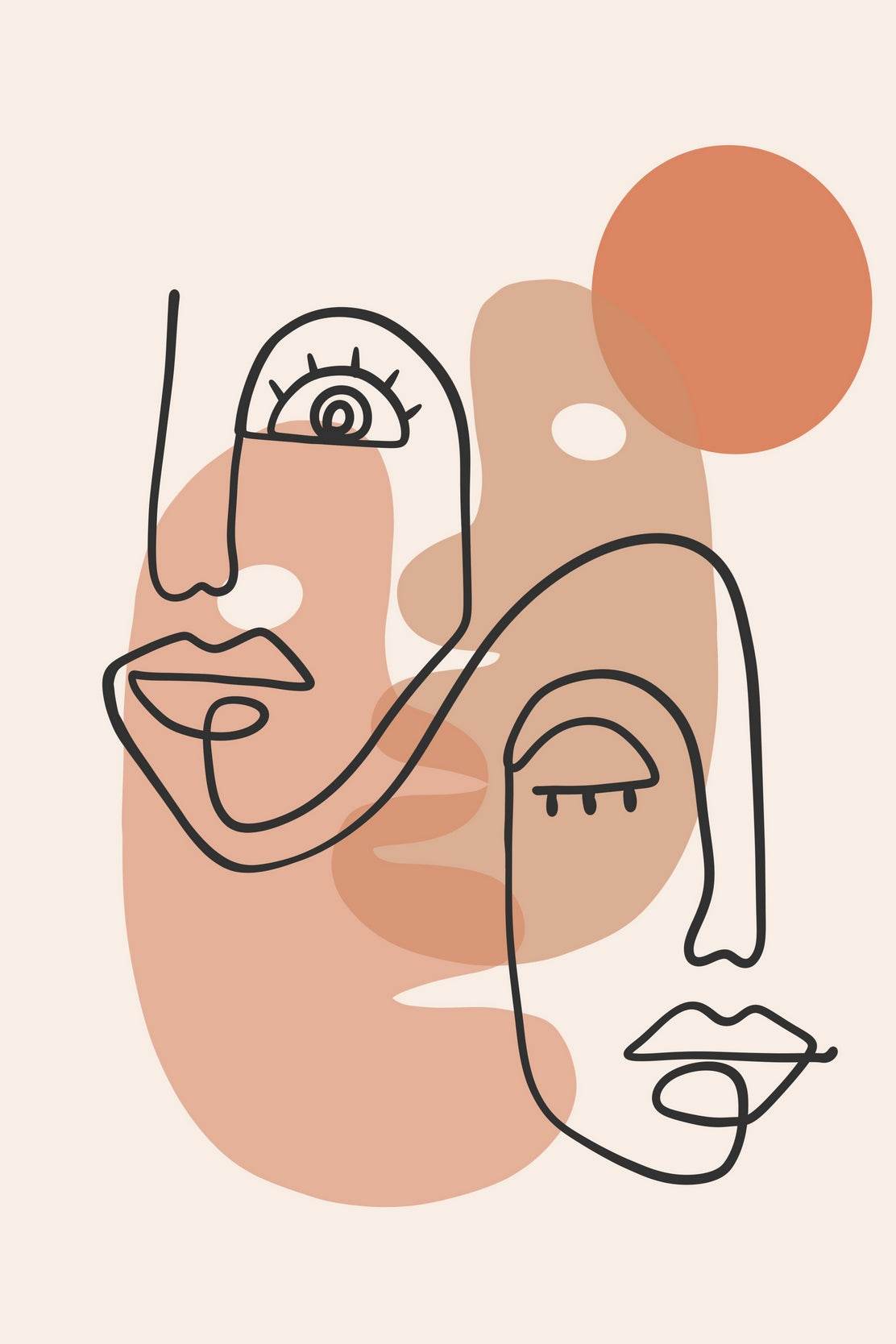 The Style of Two Faces Sleeping And Awake Wall Art - beink online art store