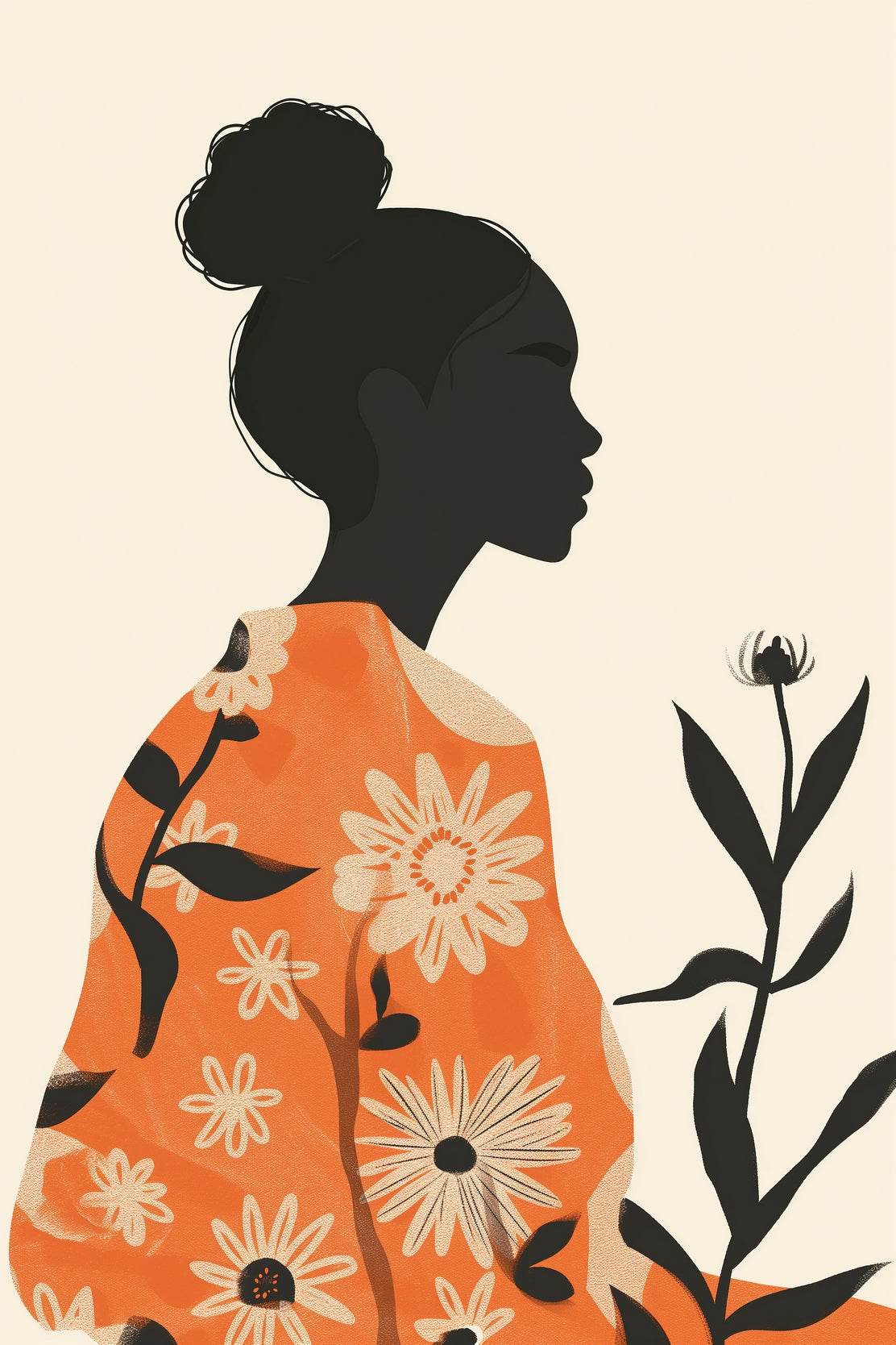 Branch of A Plant in The Hand of A Black Woman Wall Art - beink online art store