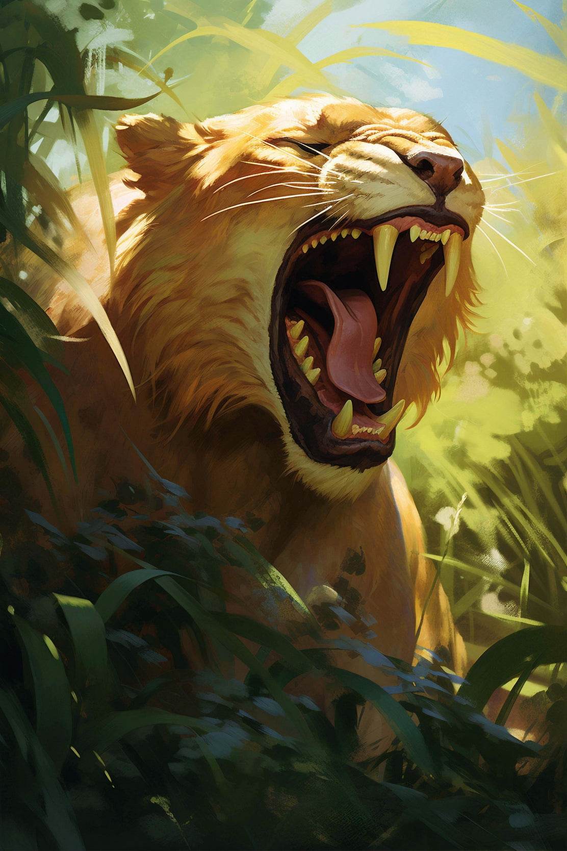 Digital Style Lion Animal Wall Art - beink online art store