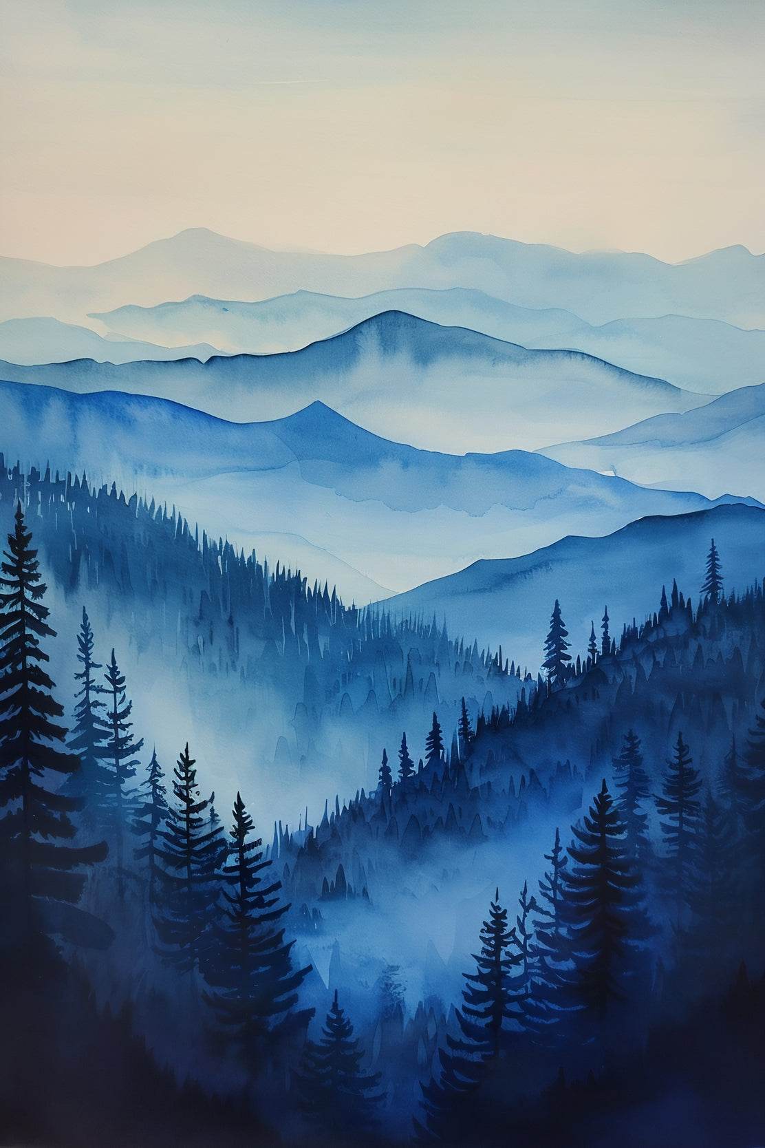 Misty Blue Mountains Wall Art - beink online art store