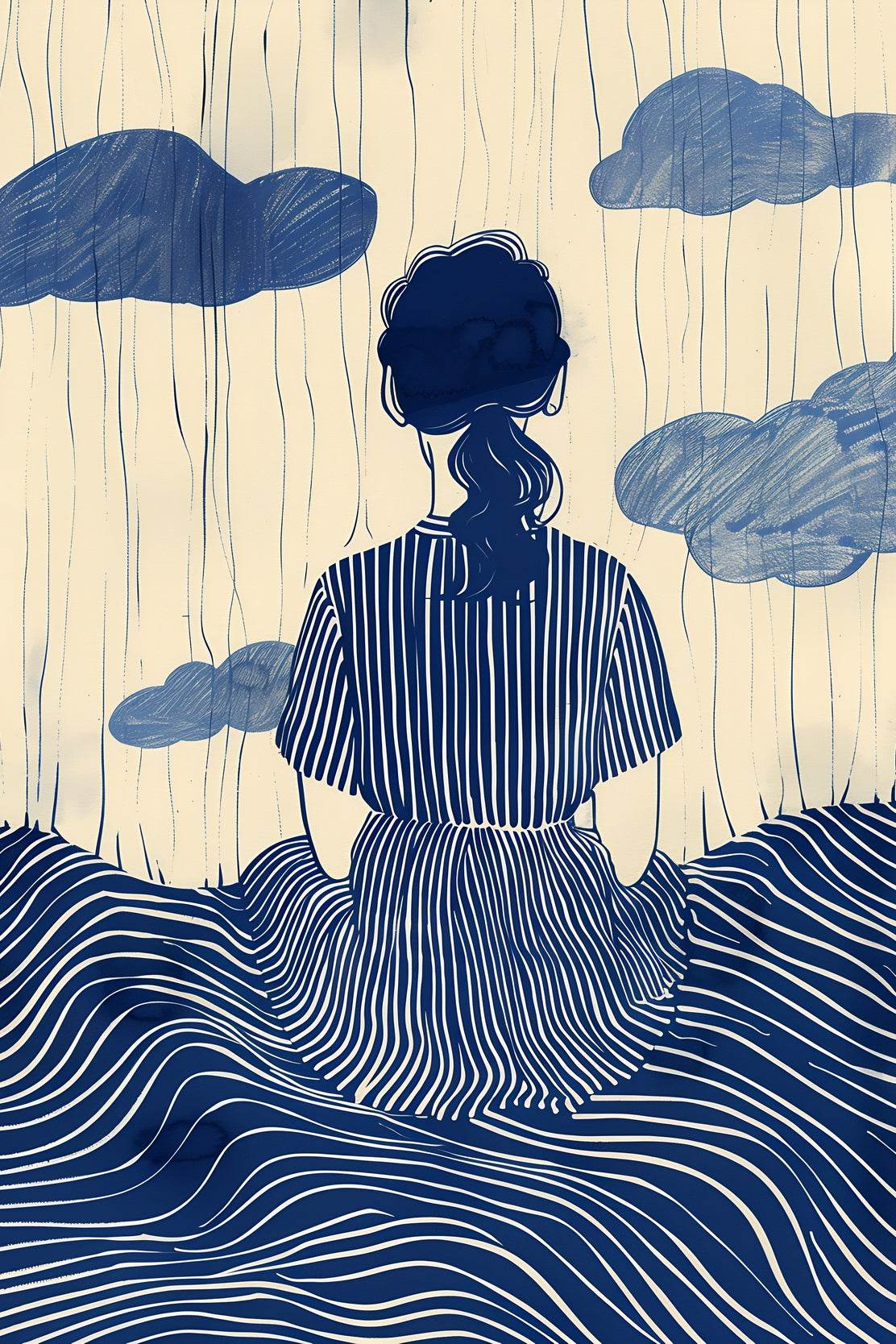 Girl Day Dreaming Modern Wall Art - beink online art store