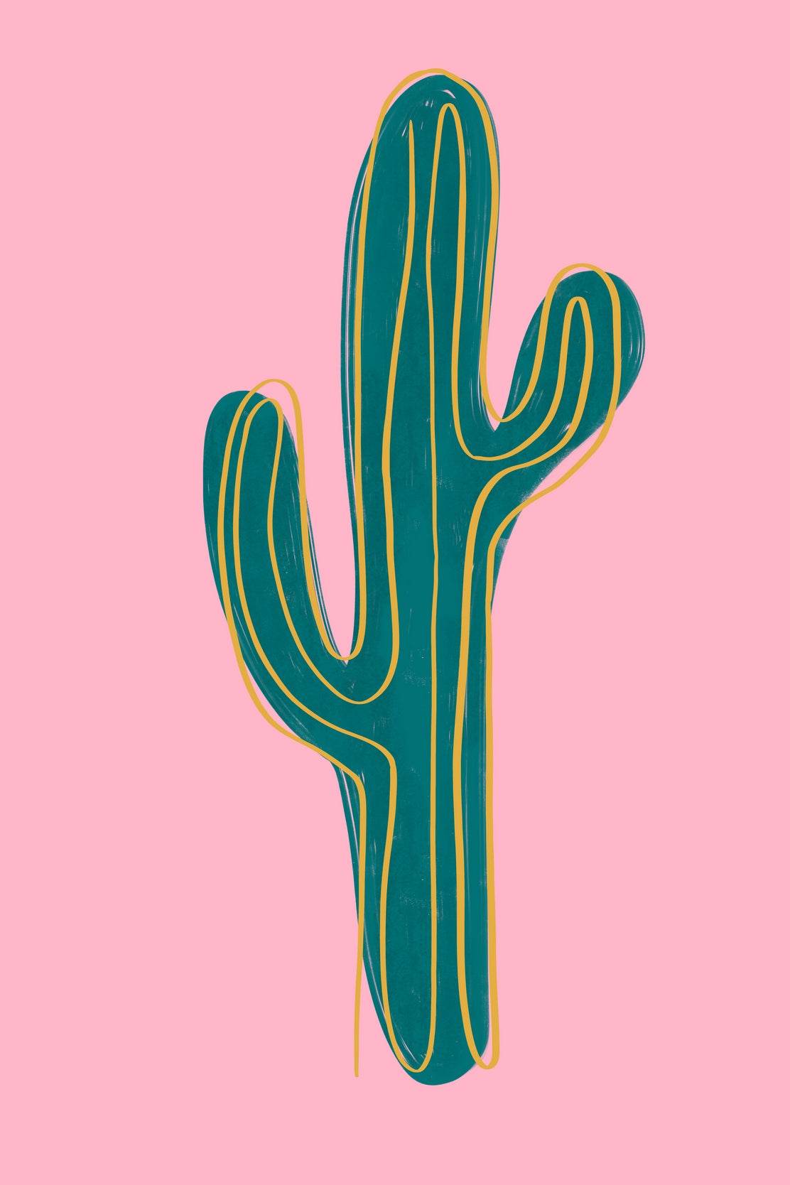 Green Cactus Painting Wall Art - beink online art store