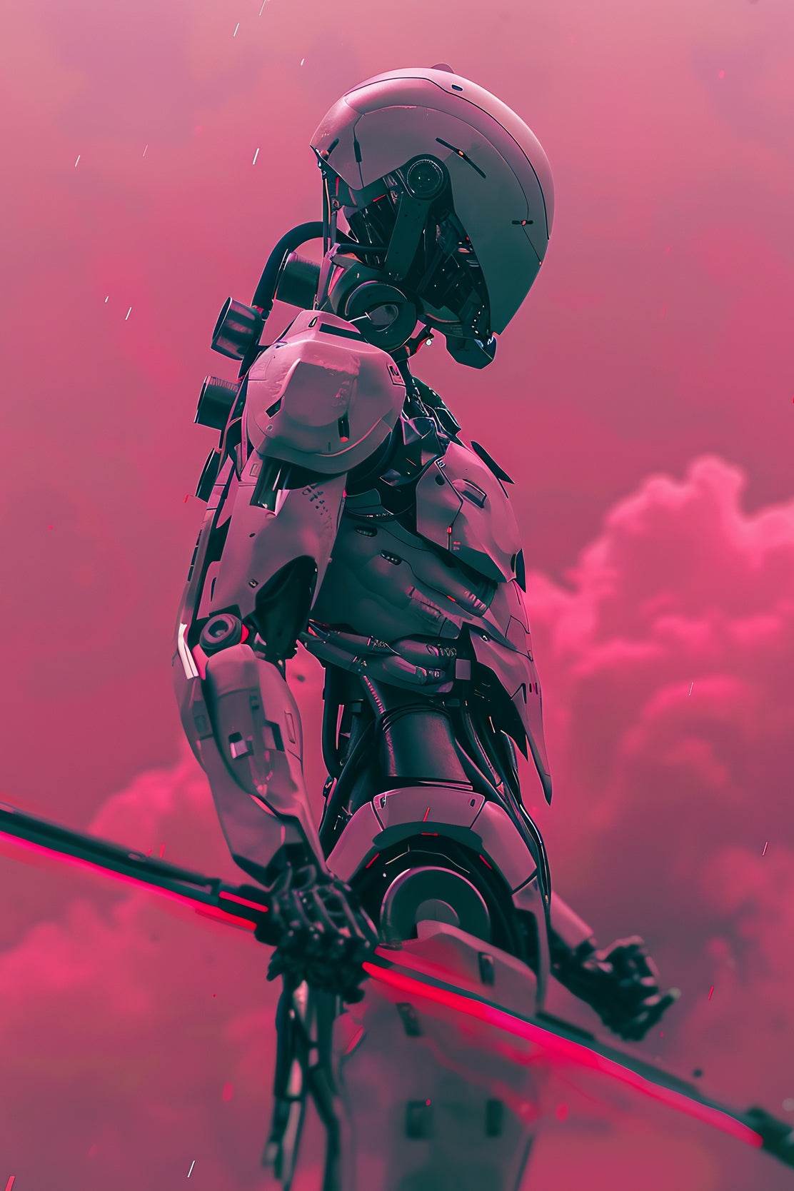 Robotic Man Holding Weapon Modern Art - beink online art store