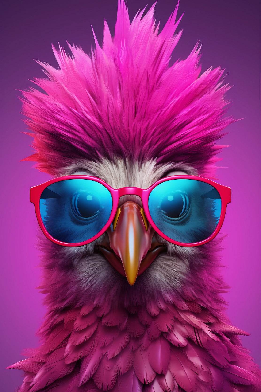 Purple Color Bird Wearing Glasses Wall Art - beink online art store