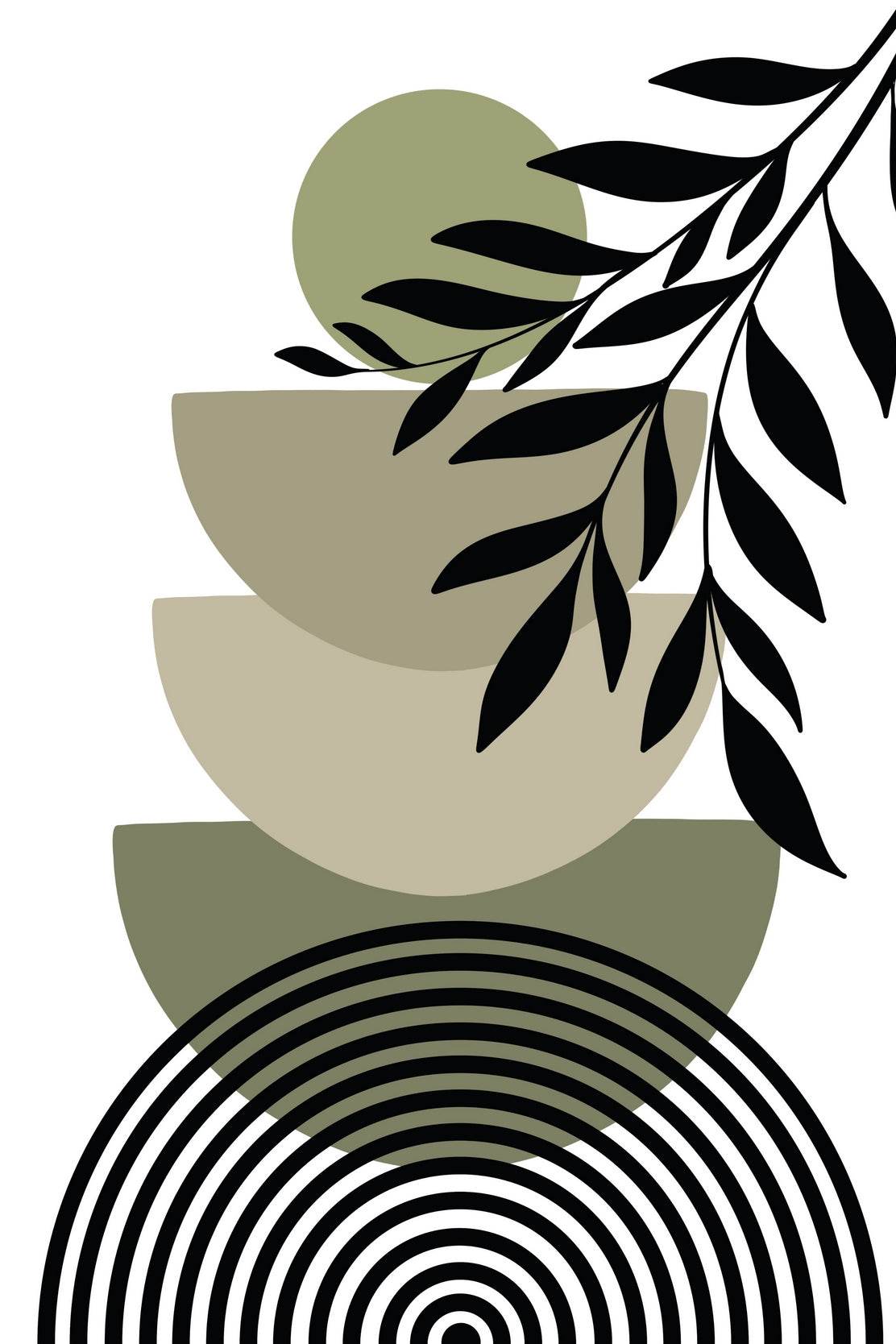 Abstract Leaves Branch Spiraled Circle ArtWork - beink online art store