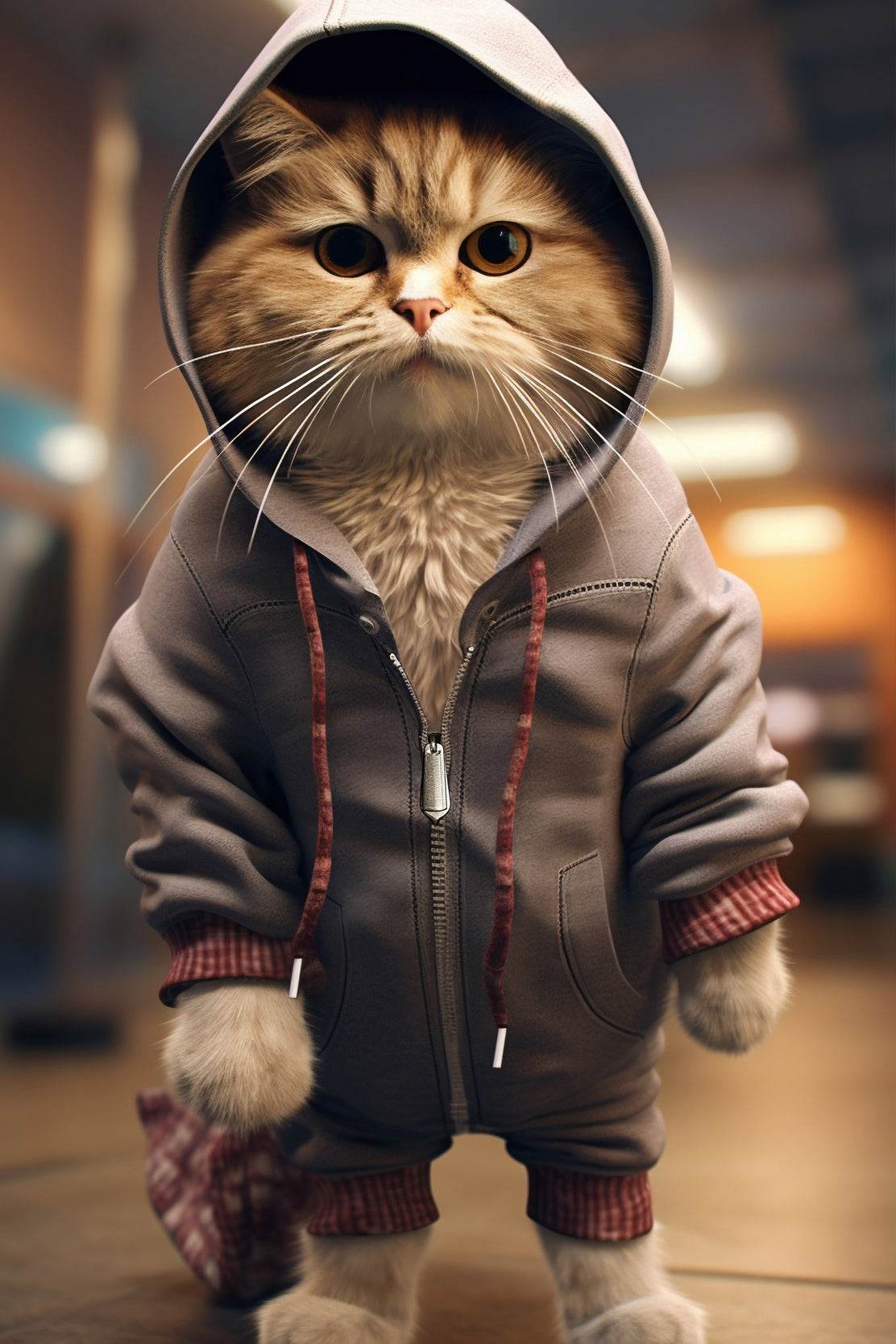 Cute Cat Wearing Jacket Animal Wall Art - beink online art store