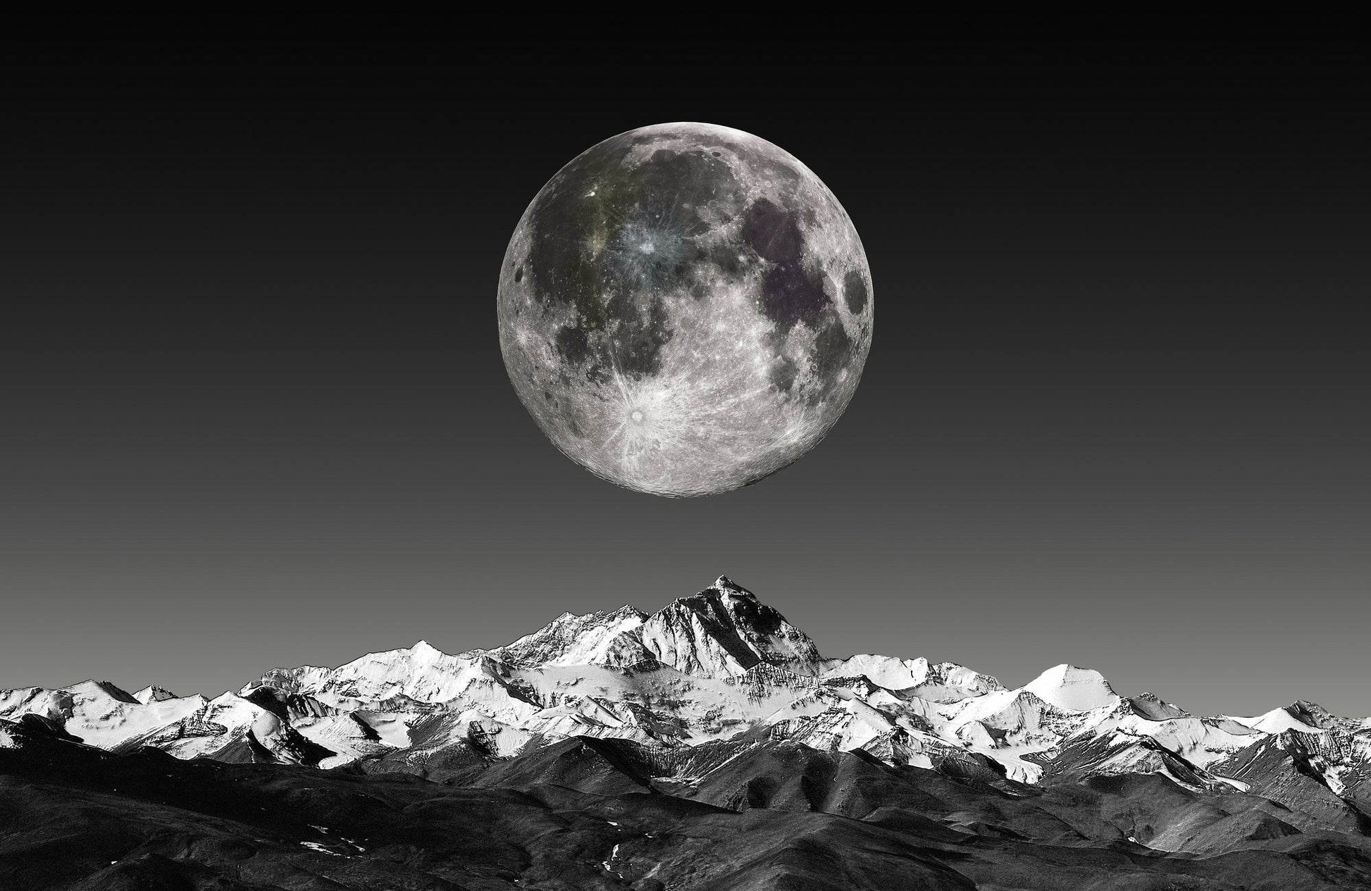 Full Moon Black & White Wall Art - beink online art store