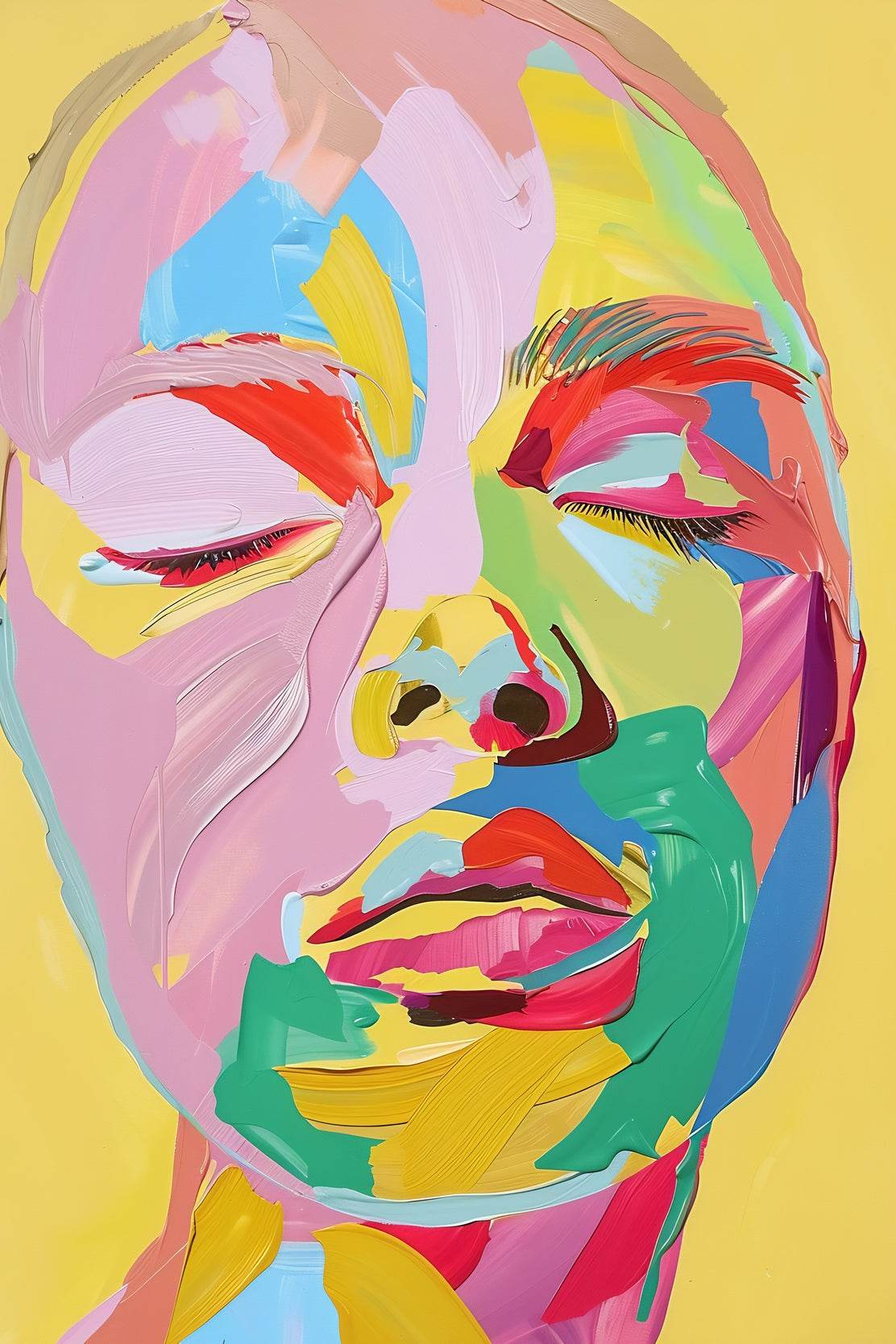 Colorful Face Painting Of Woman Wall Art - beink online art store