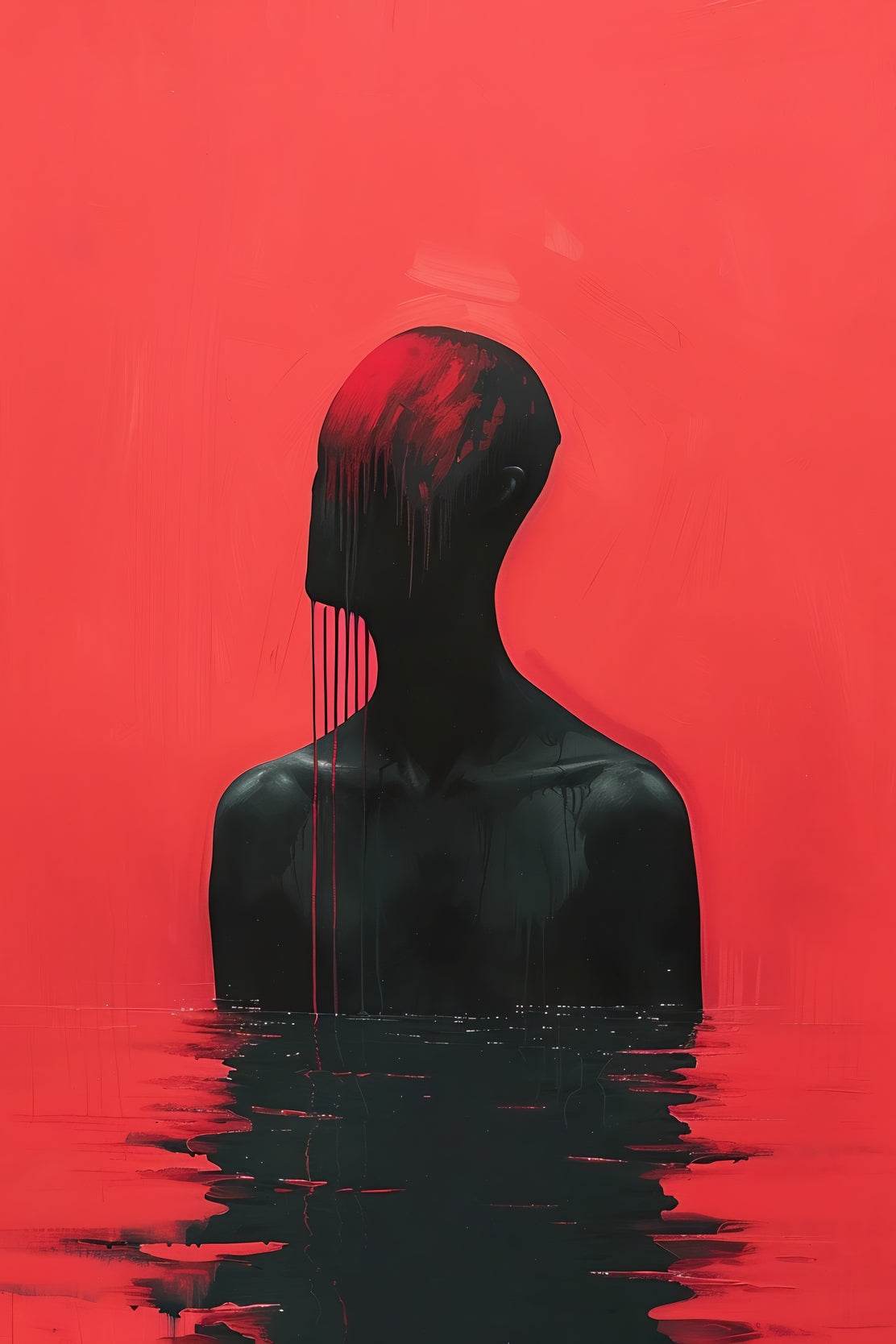 Painting Of Person Drowned In Blood Wall Art - beink online art store