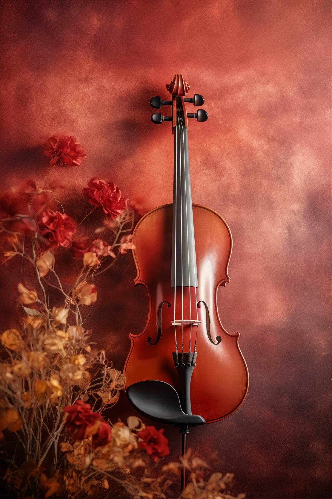 Old Red Wood Violin Wall Art - beink online art store