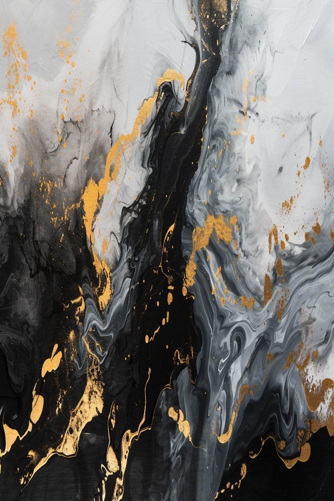 Mixed Black White And Gold Marble Wall Art - beink online art store