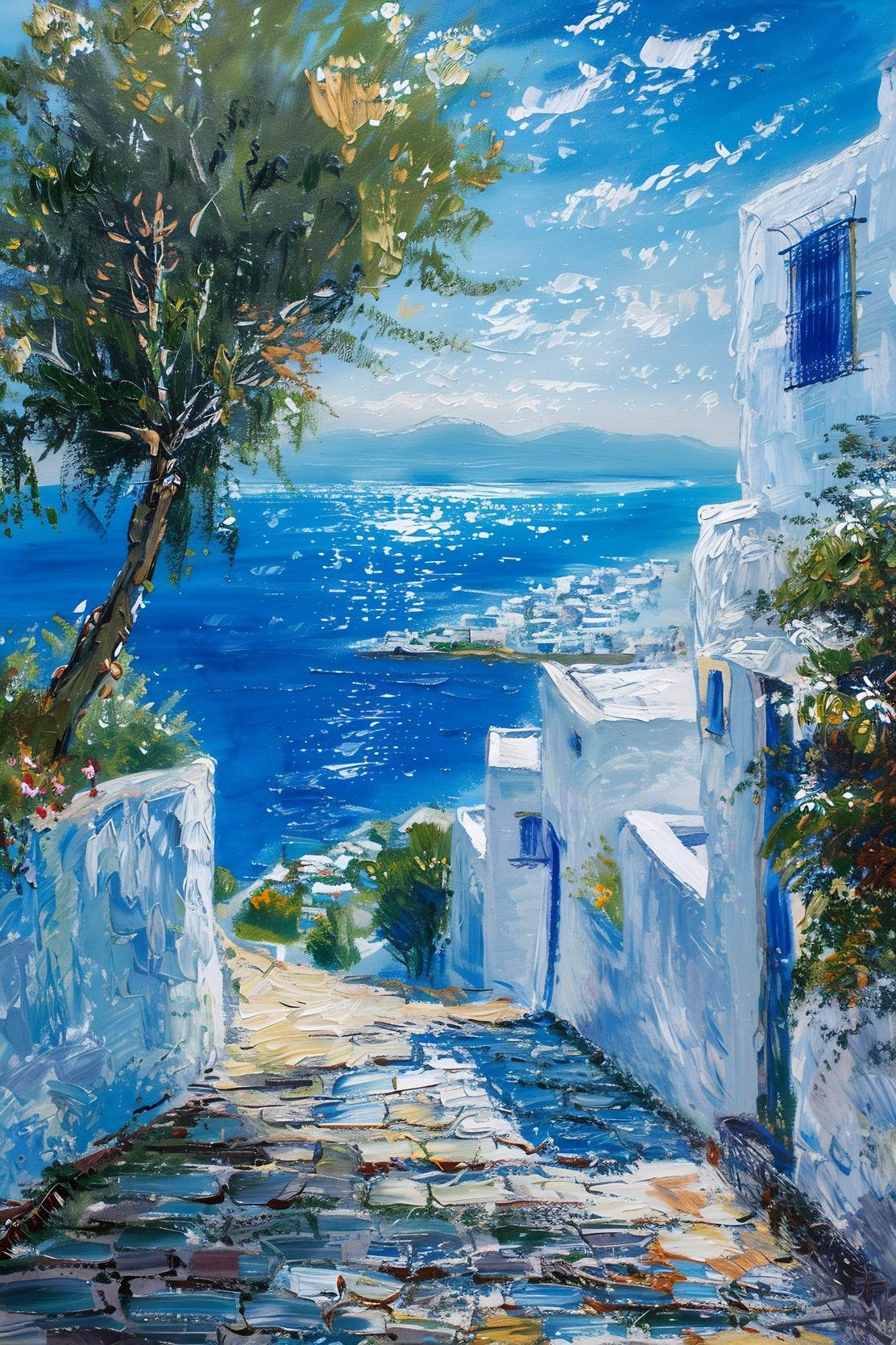 Watercolor Painting Of Coastal Alleys Wall Art - beink online art store