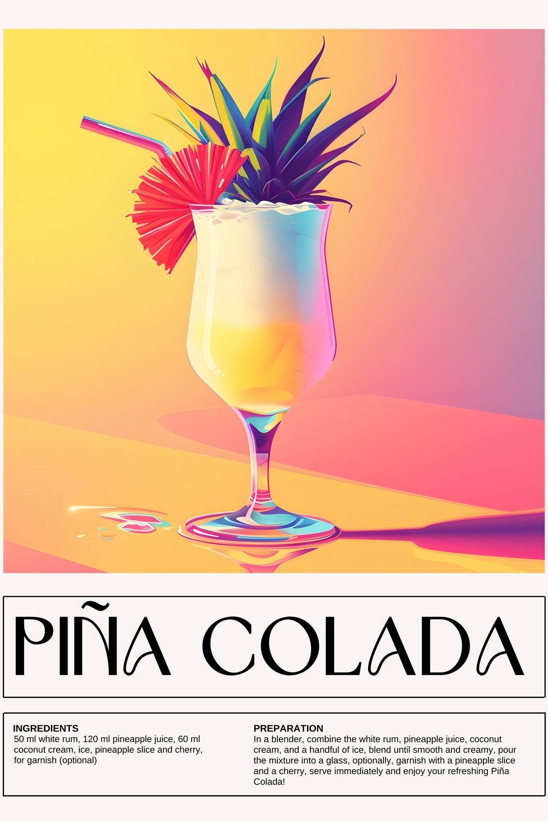 Pina Colada Cocktail Wall Art - beink online art store