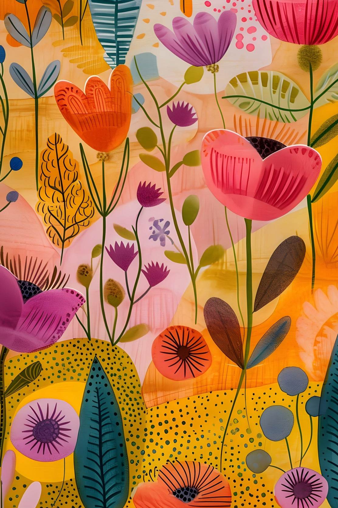 Illustration of Multicolor Flowers Digital Art - beink online art store
