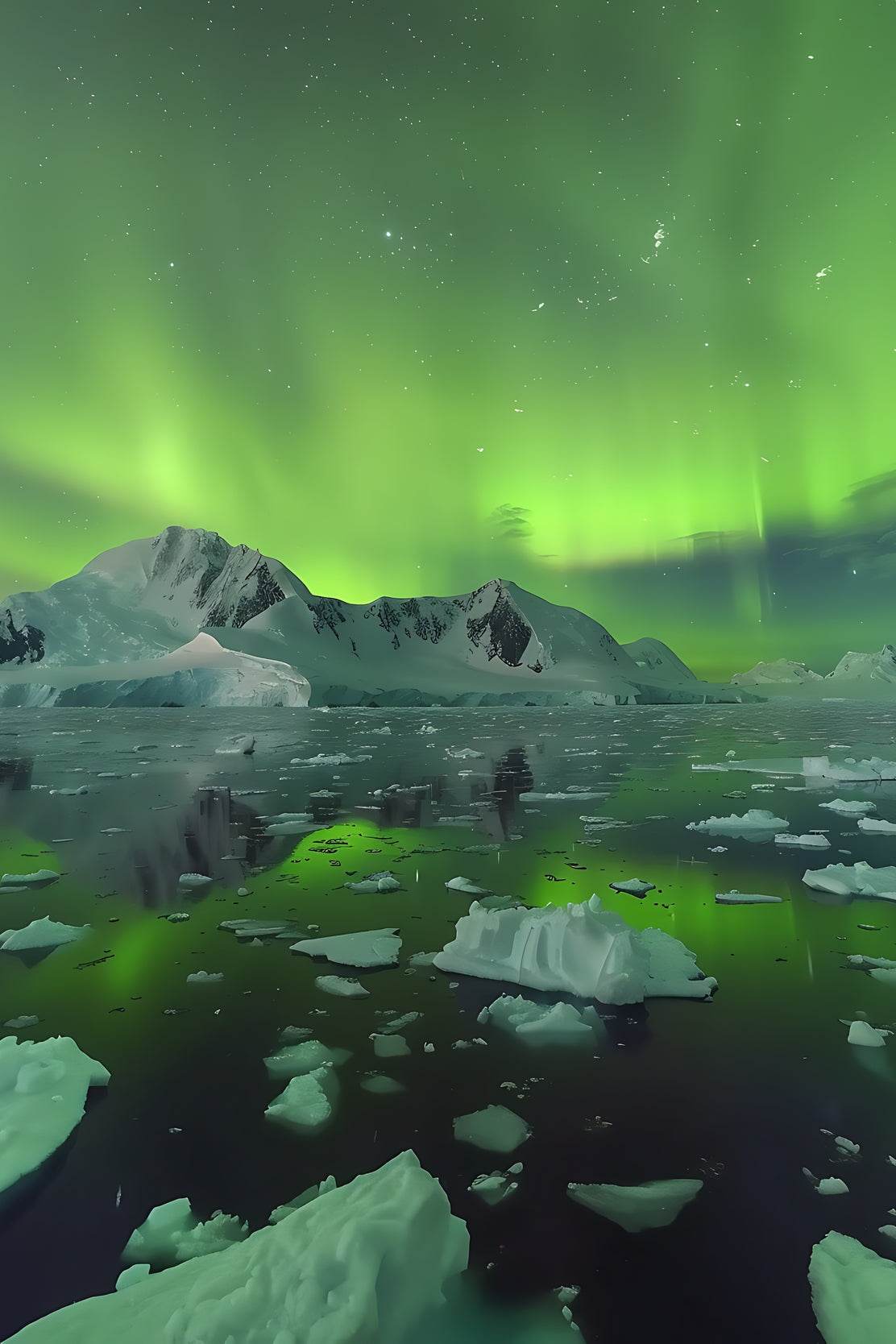 Green Northern lights with Iceberg Wall Art - beink online art store