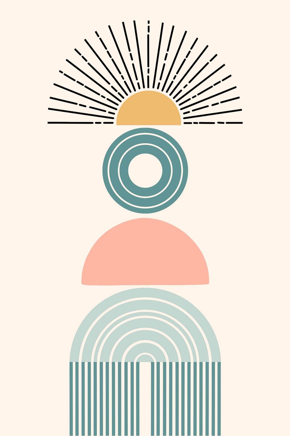 Playful Pattern of Circles and Arcs ArtWork - beink online art store