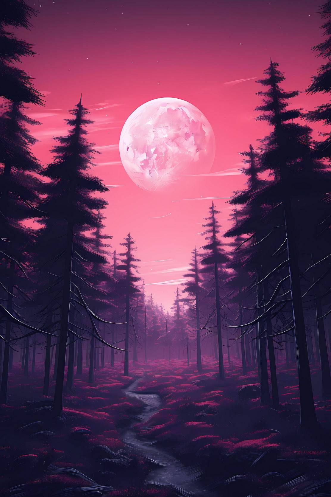 Pink Pine Forest Wall Art - beink online art store