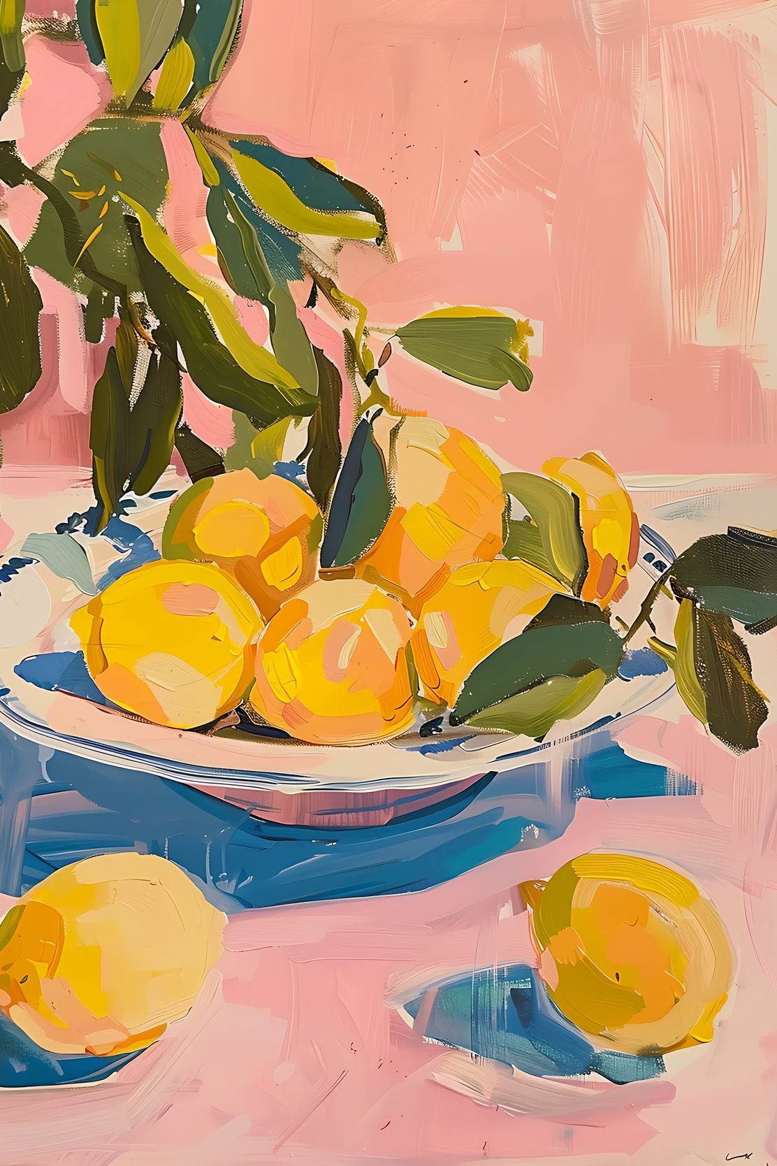 Freshly Picked Lemons on a Plate Wall Art - beink online art store