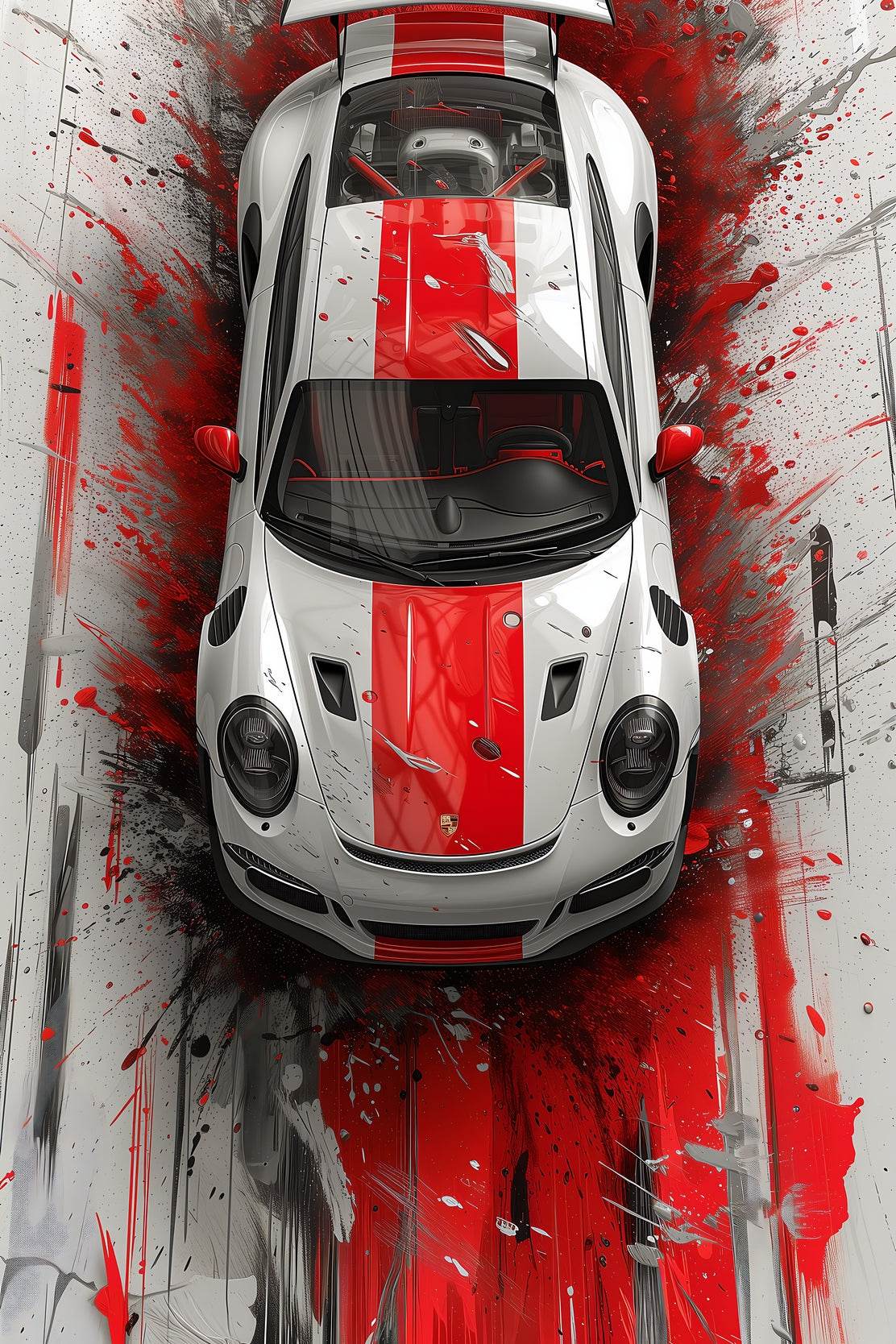 Porsche Cayman Red Line Wall Art - beink online art store