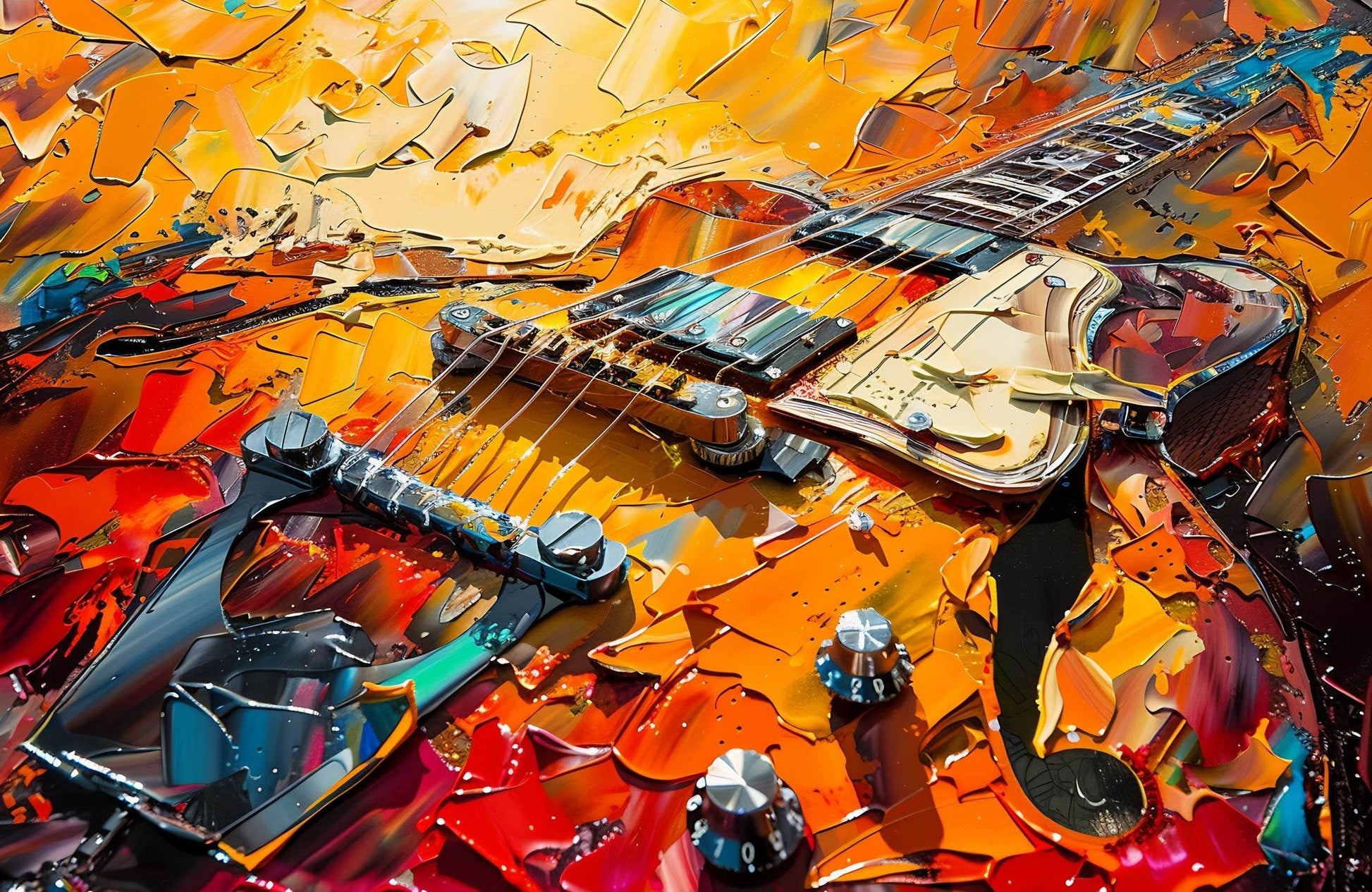 Broken Guitar Oil Painting Wall Art - beink online art store
