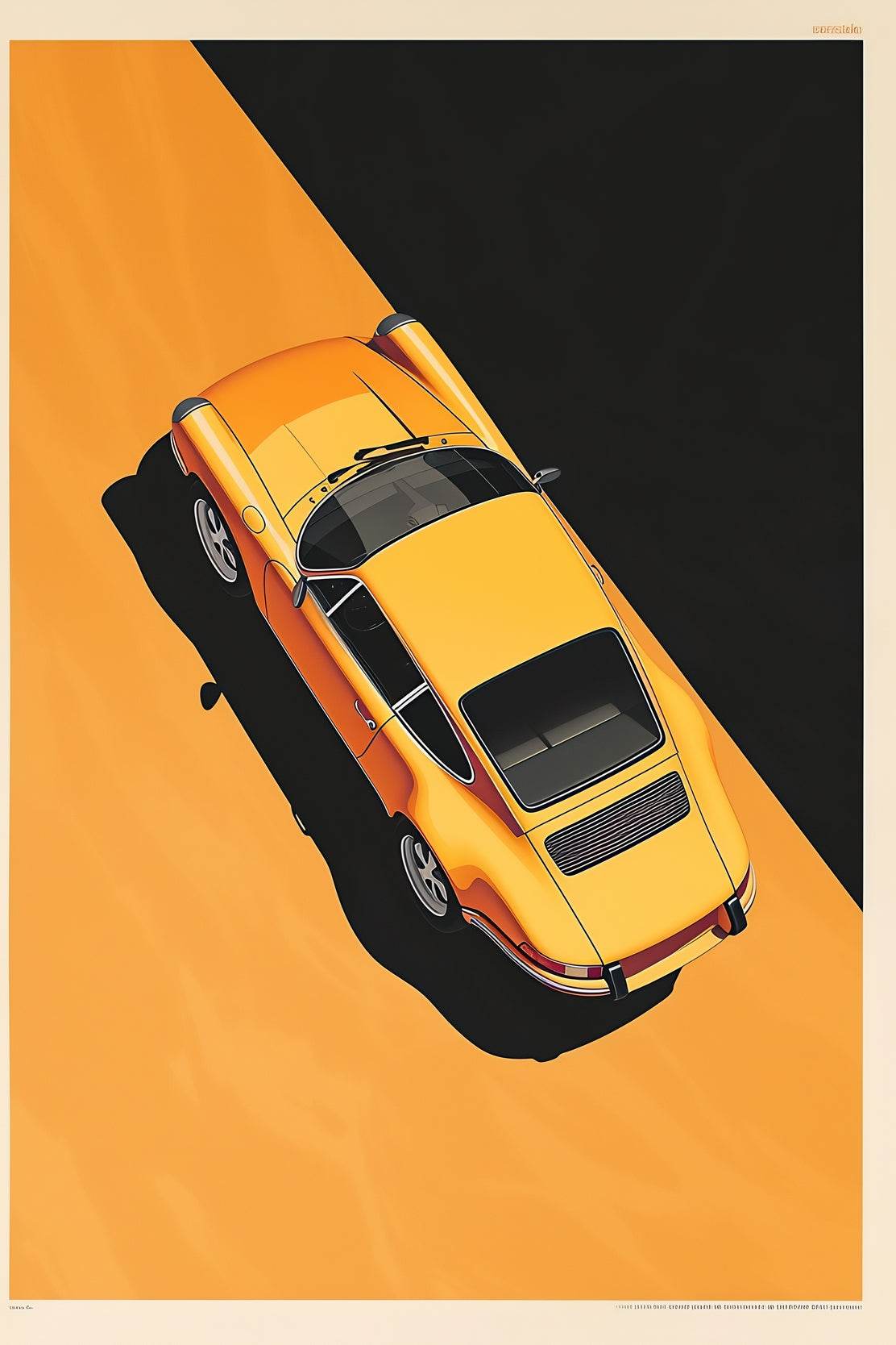 Porsche Cartoon Design Wall Art - beink online art store