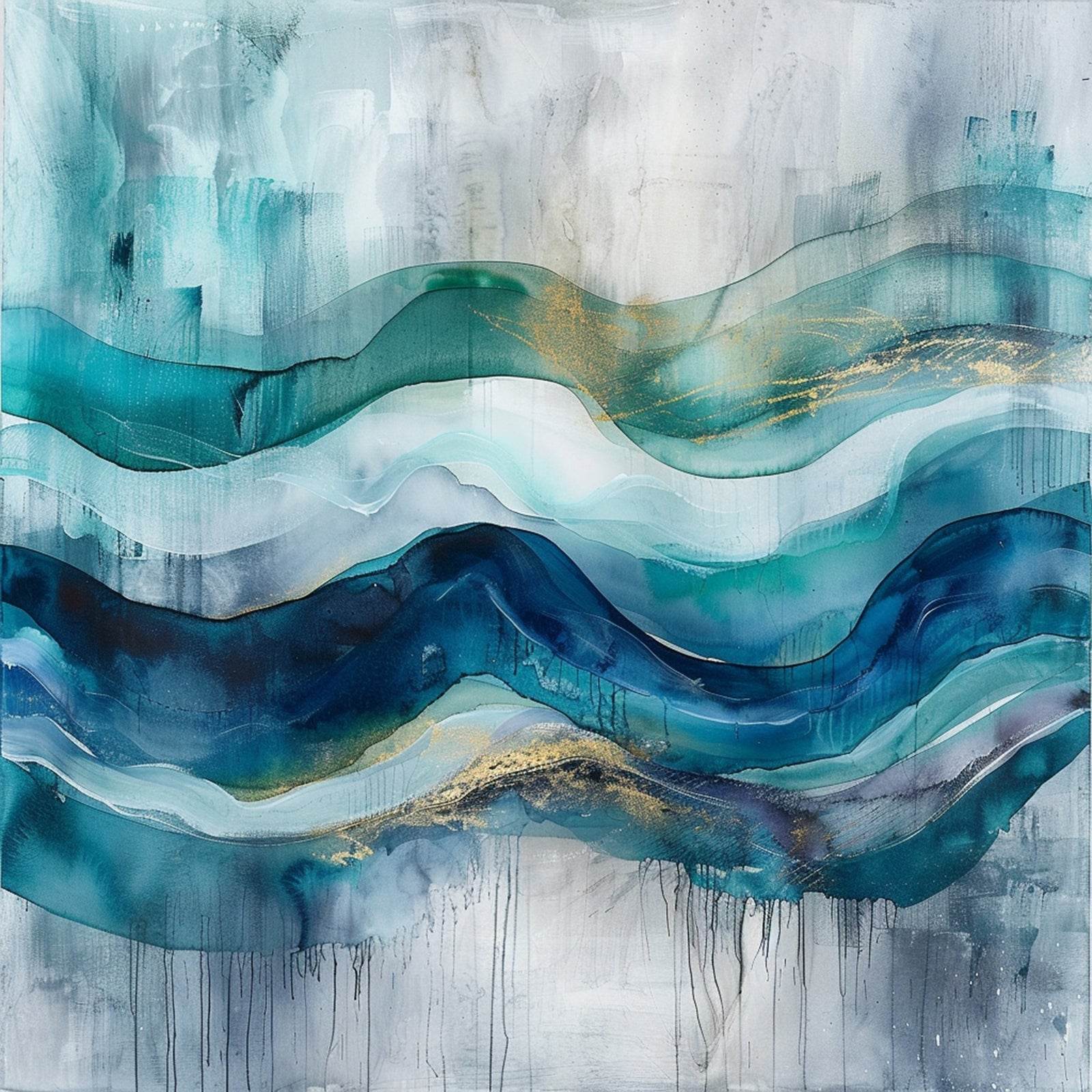 Blue Mountain Brush Strokes Abstract Wall Art - beink online art store