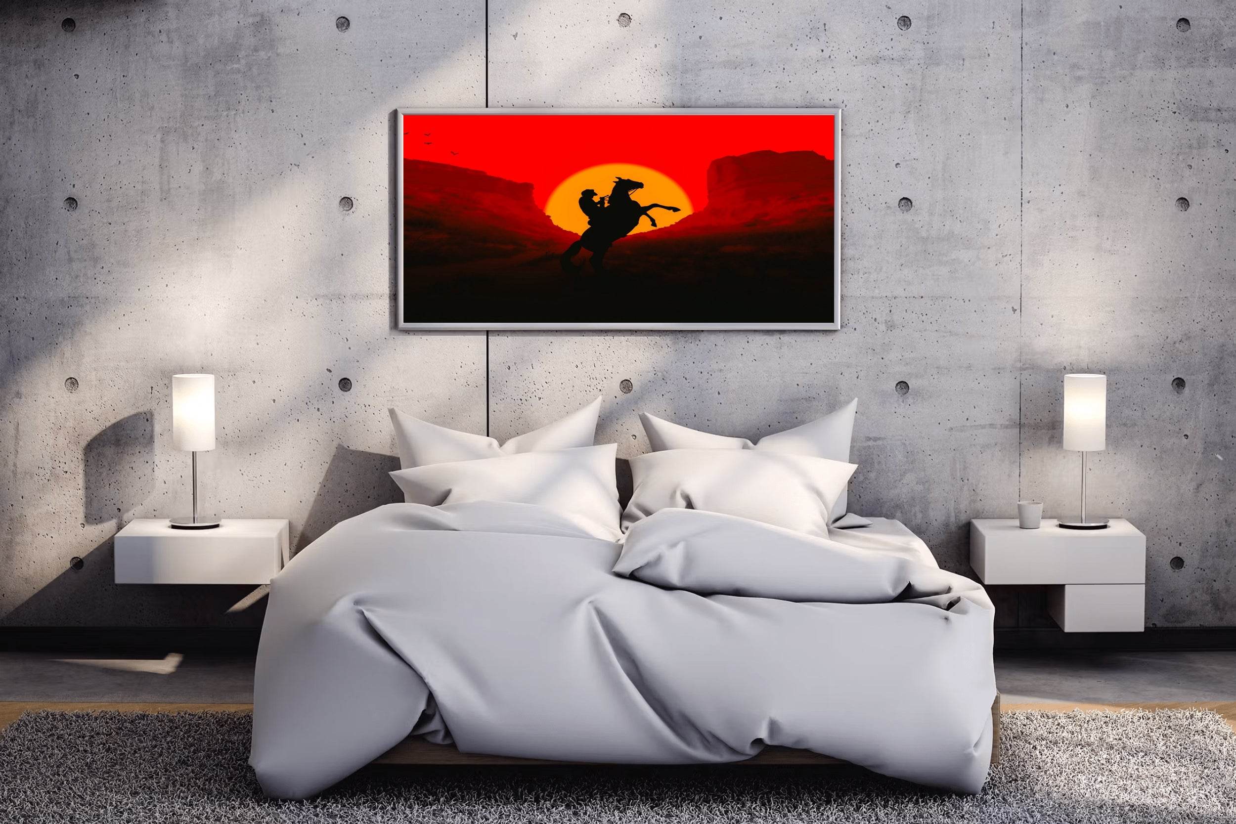 Red Dead Redemption Sunset Gaming Wall Art - beink online art store