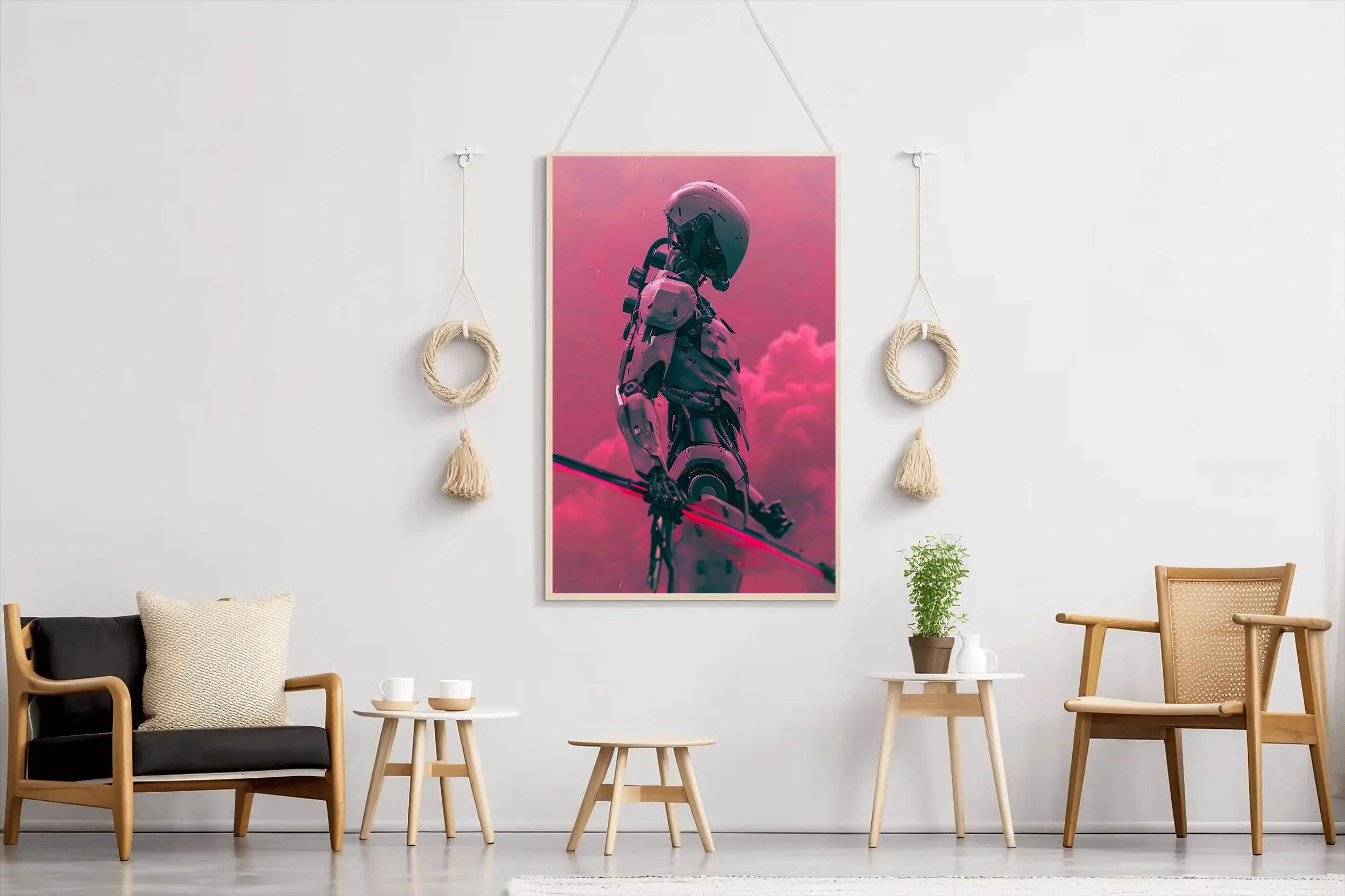 Robotic Man Holding Weapon Modern Art - beink online art store