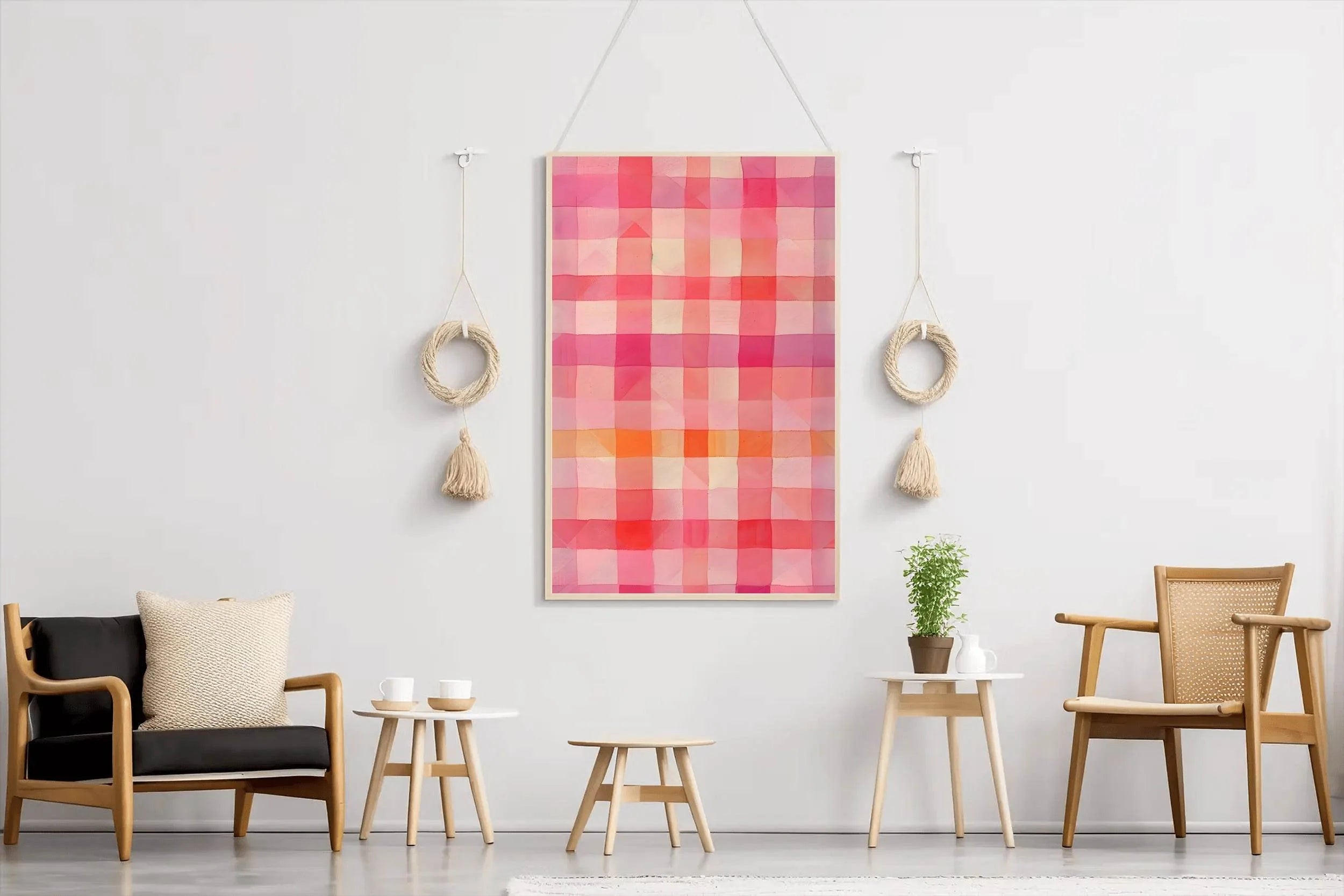 Pink Square Grid Digital Art - beink online art store