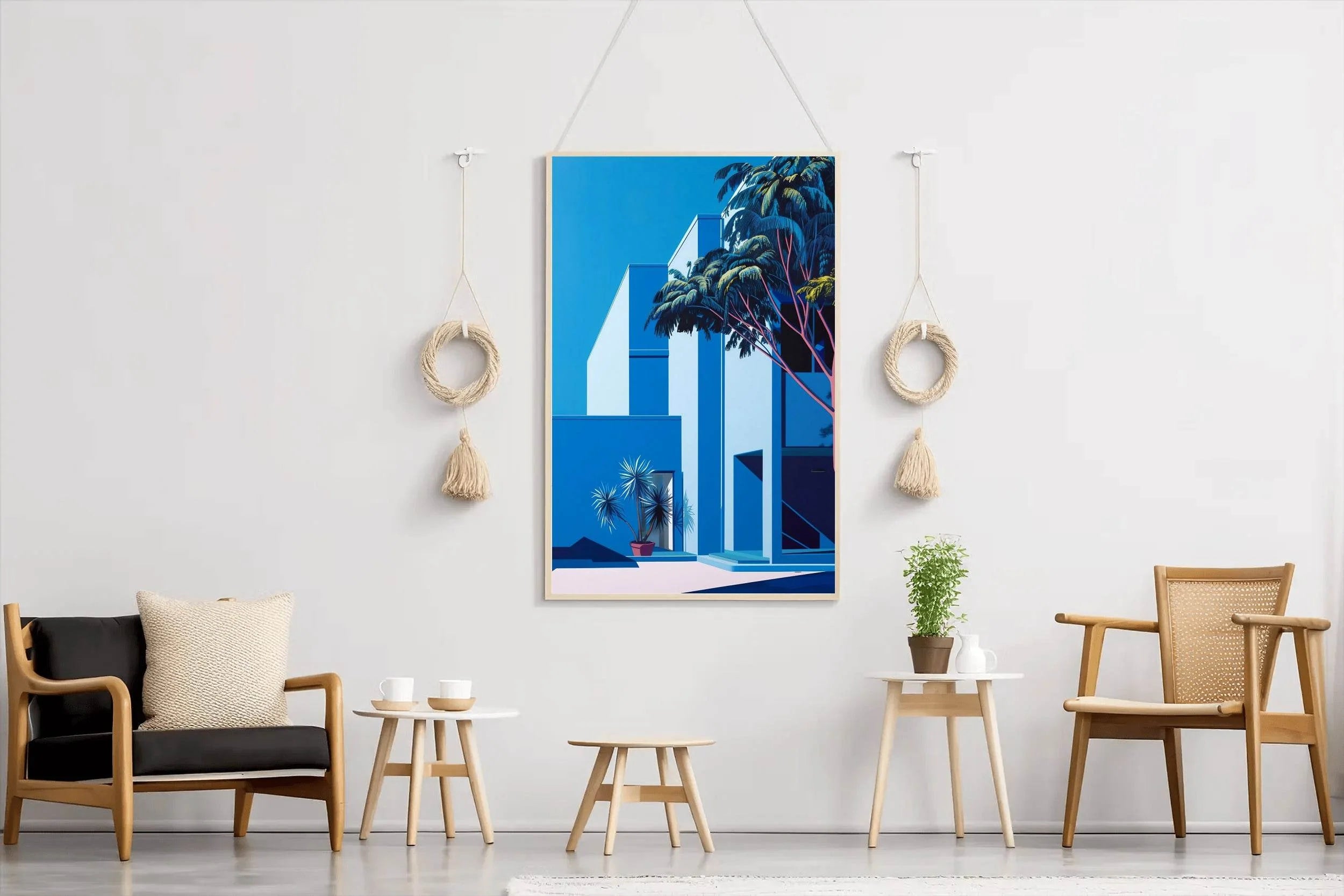 3D Geometric Getaway- Blue Home Modern Art - beink online art store