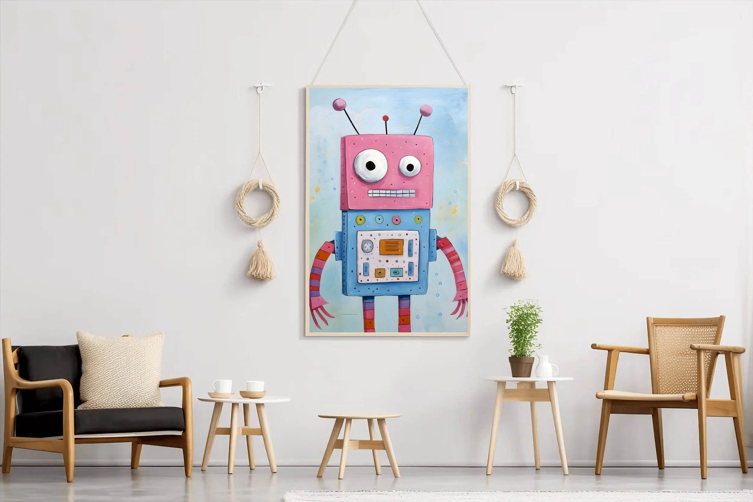 Pink Face Toy Robot Wall Art - beink online art store
