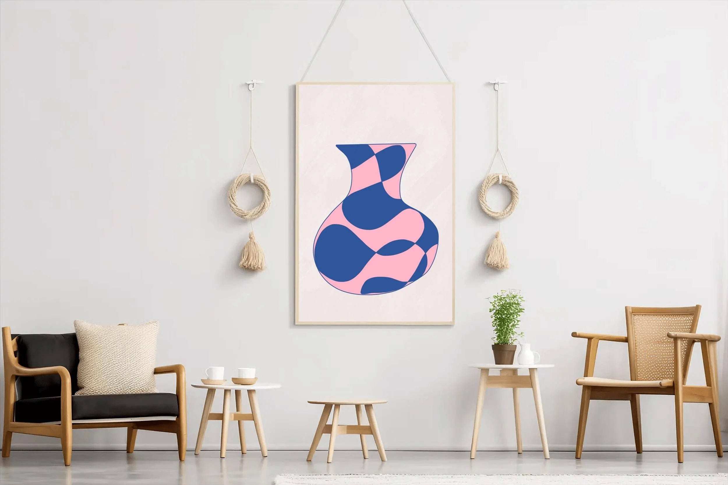 Pink And Blue Vase Wall Art - beink online art store