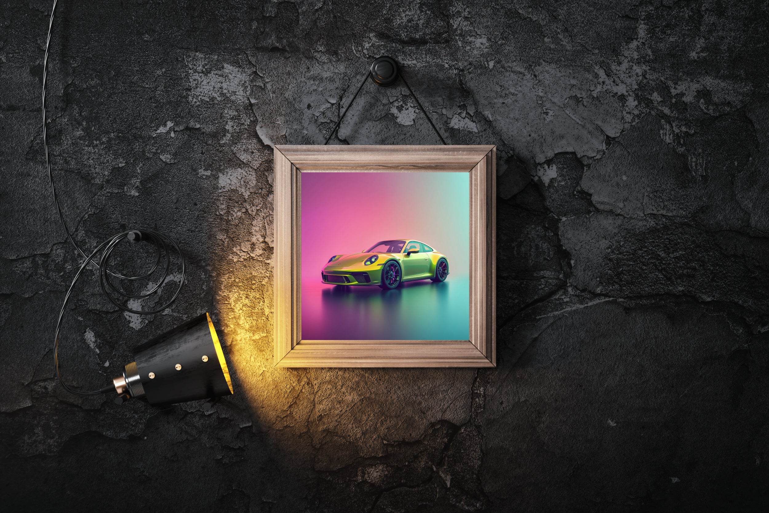 Porsche Golden Coupe Wall Art - beink online art store