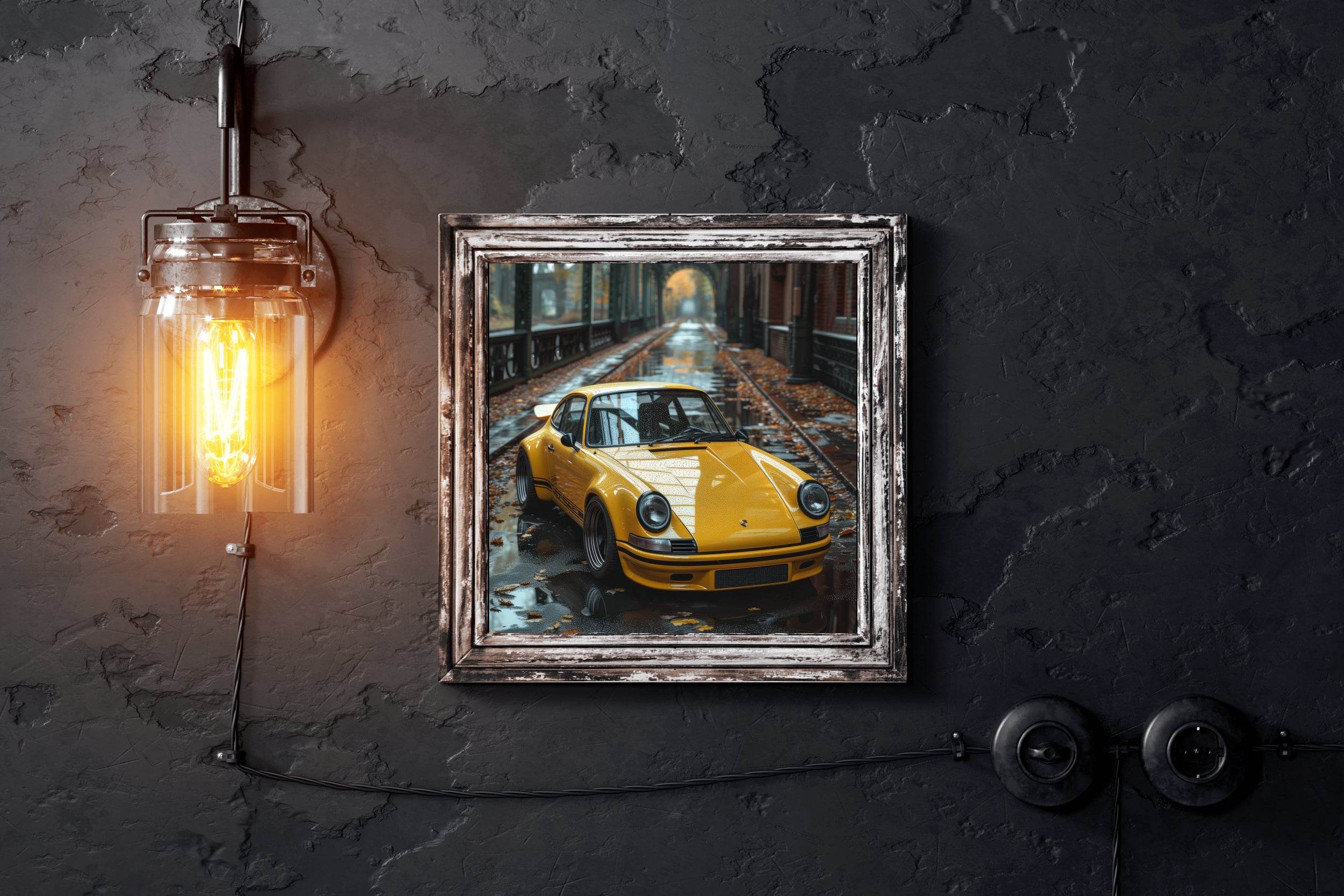 Porsche 911S Carrera Yellow Wall Art - beink online art store