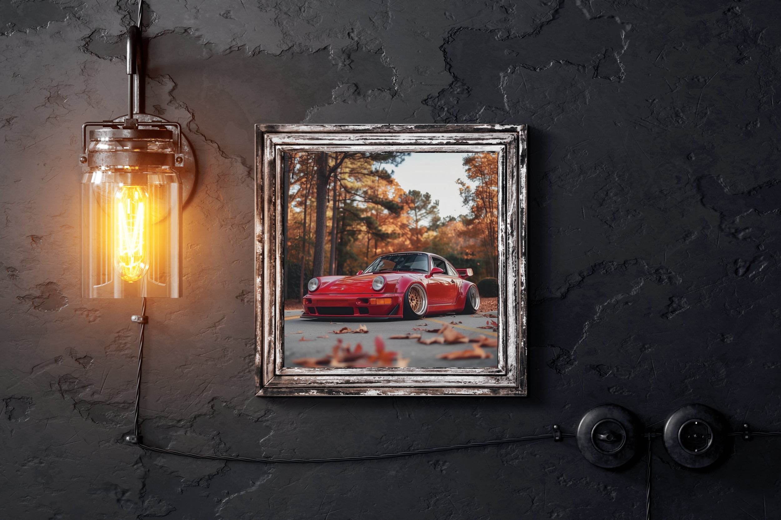 Porsche 911 Flat Red Wall Art - beink online art store