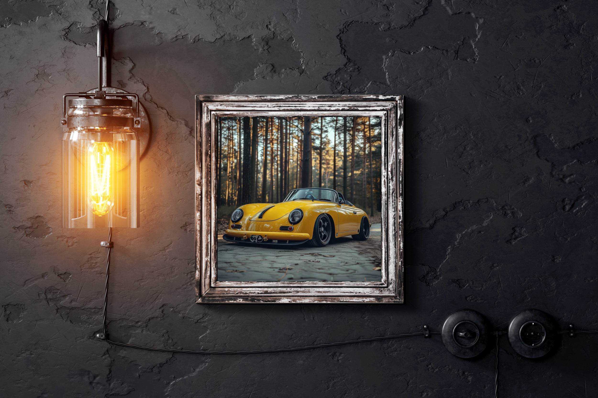 Porsche 356 Yellow Classic Wall Art - beink online art store