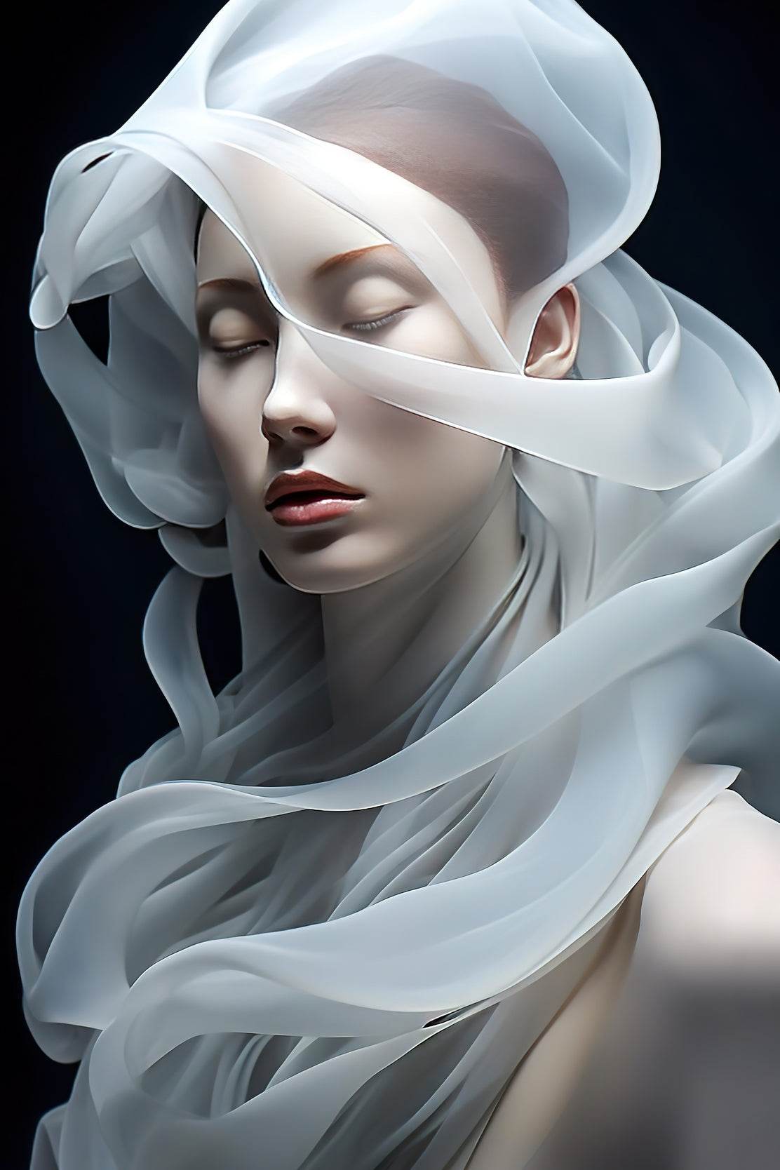A Silk Scarf On The Head Of A Beautiful Woman - beink online art store
