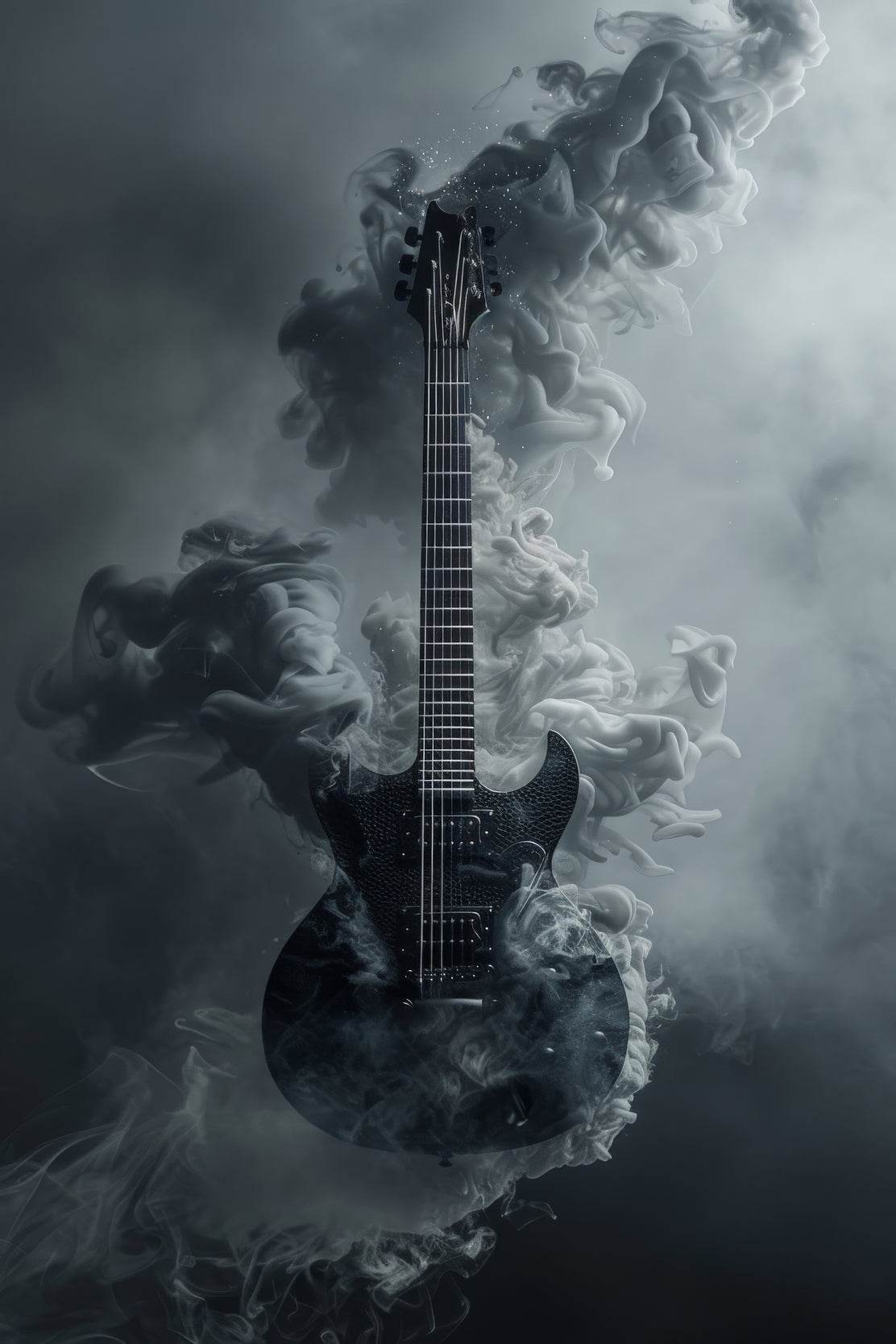 Smokey Black Guitar Wall Art - beink online art store
