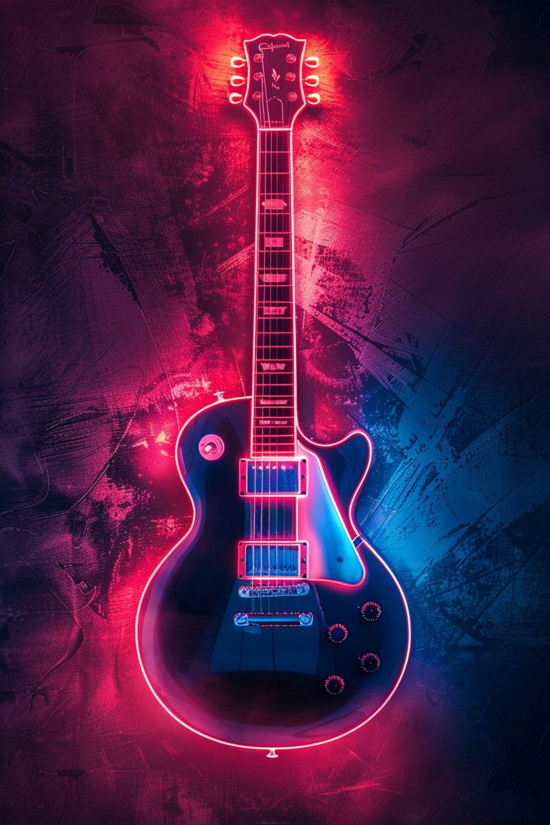 Electric Guitar With Neon Light Wall Art - beink online art store