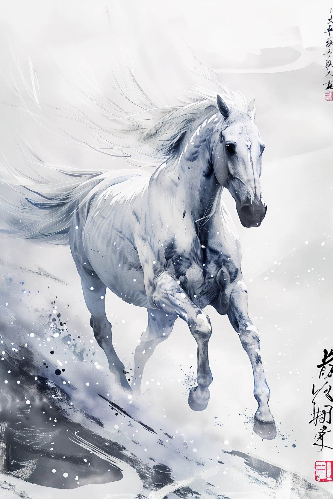 White Horse Runs Wall Art - beink online art store