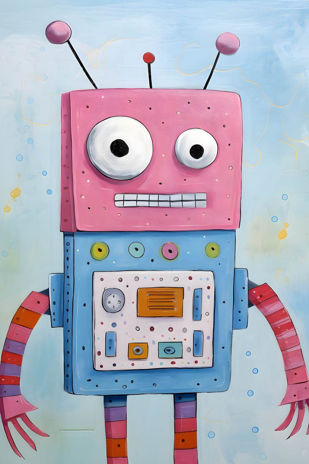 Pink Face Toy Robot Wall Art - beink online art store