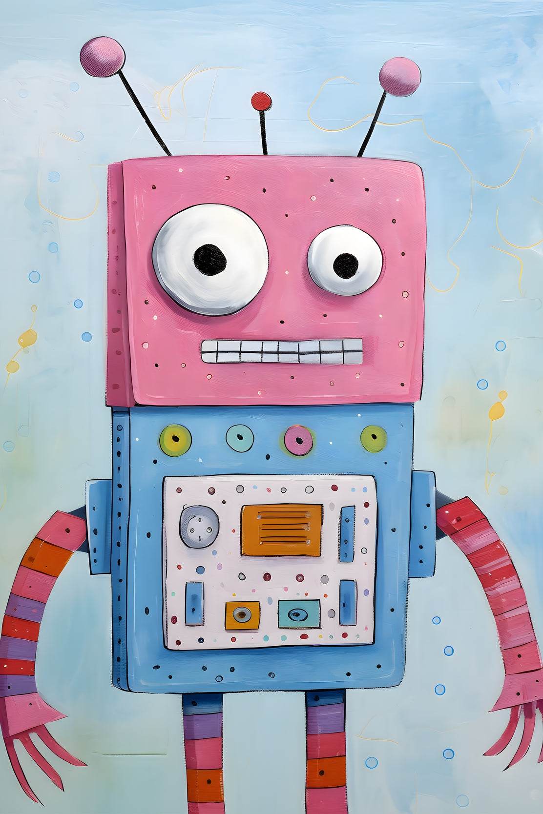 Pink Face Toy Robot Wall Art - beink online art store