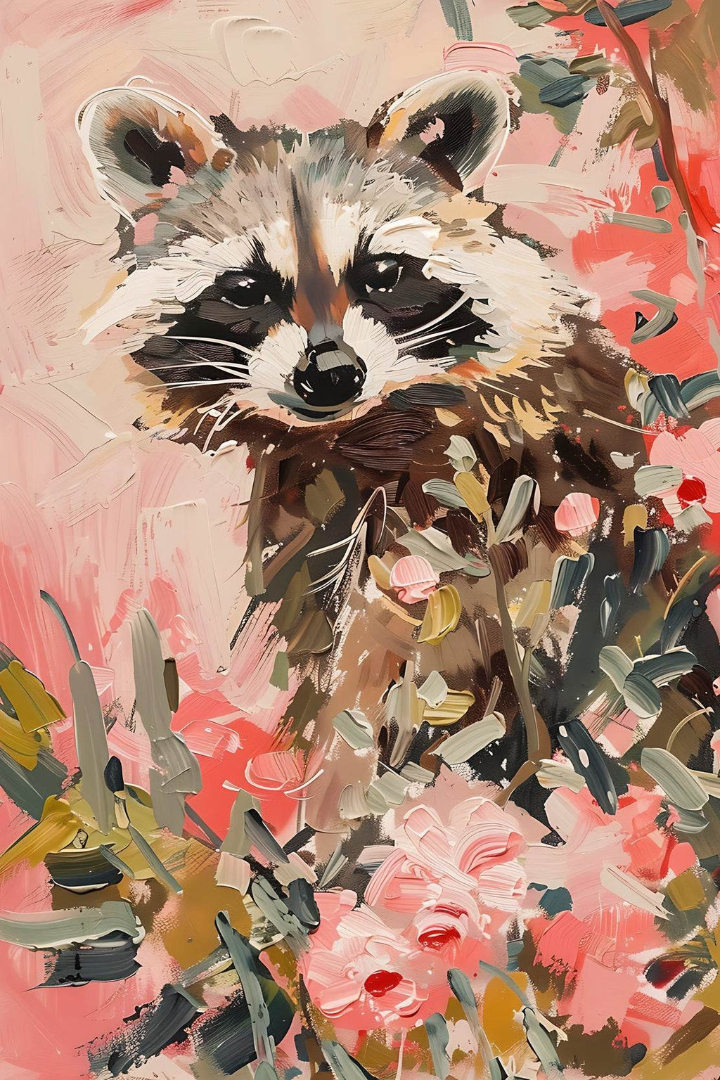Watercolor Brush Strokes Raccoon Painting - beink online art store