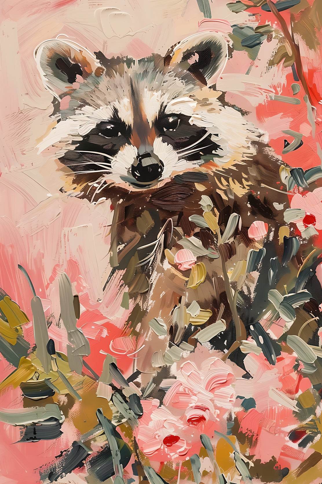 Watercolor Brush Strokes Raccoon Painting - beink online art store