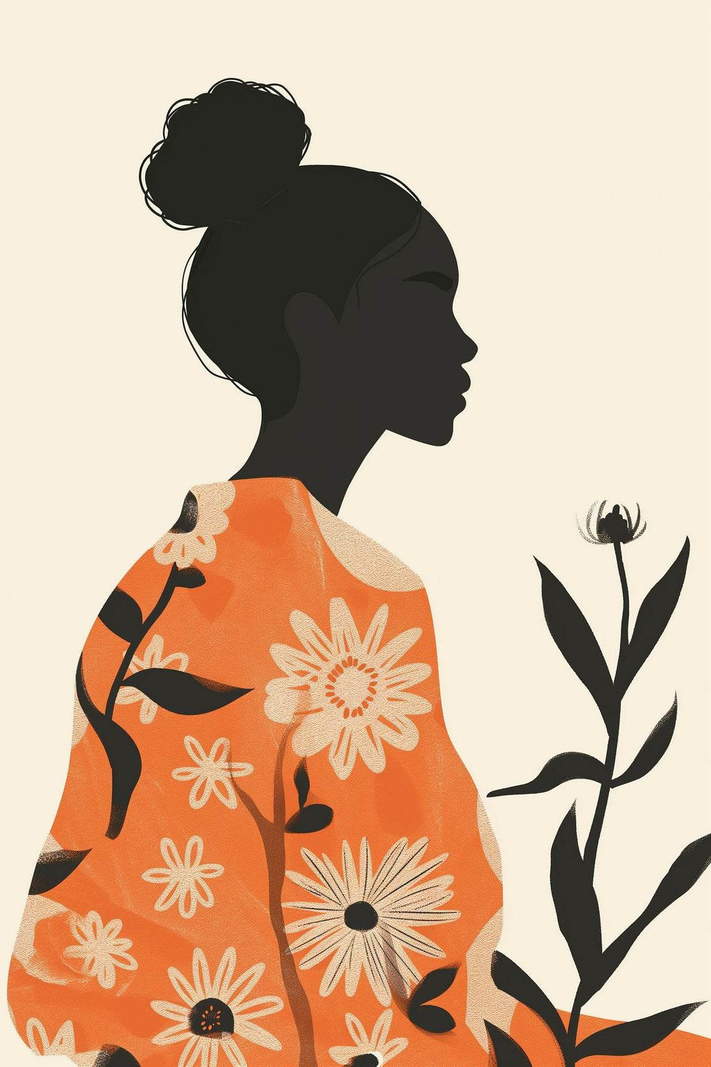 Branch of A Plant in The Hand of A Black Woman Wall Art - beink online art store