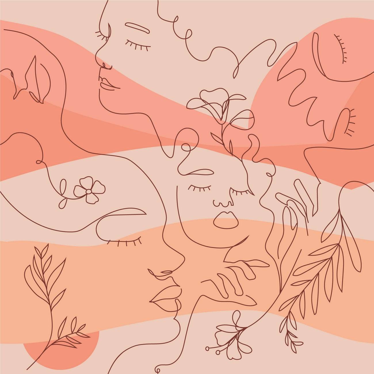 Floral Female Faces Wall Art - beink online art store