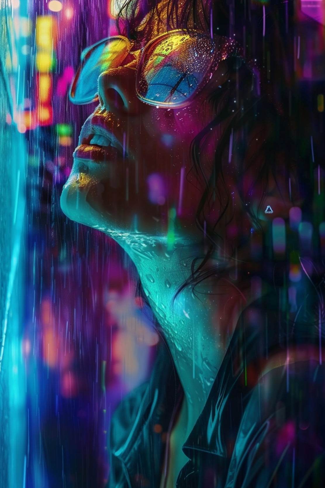 Holographic Female Face Close Up Digital Art - beink online art store
