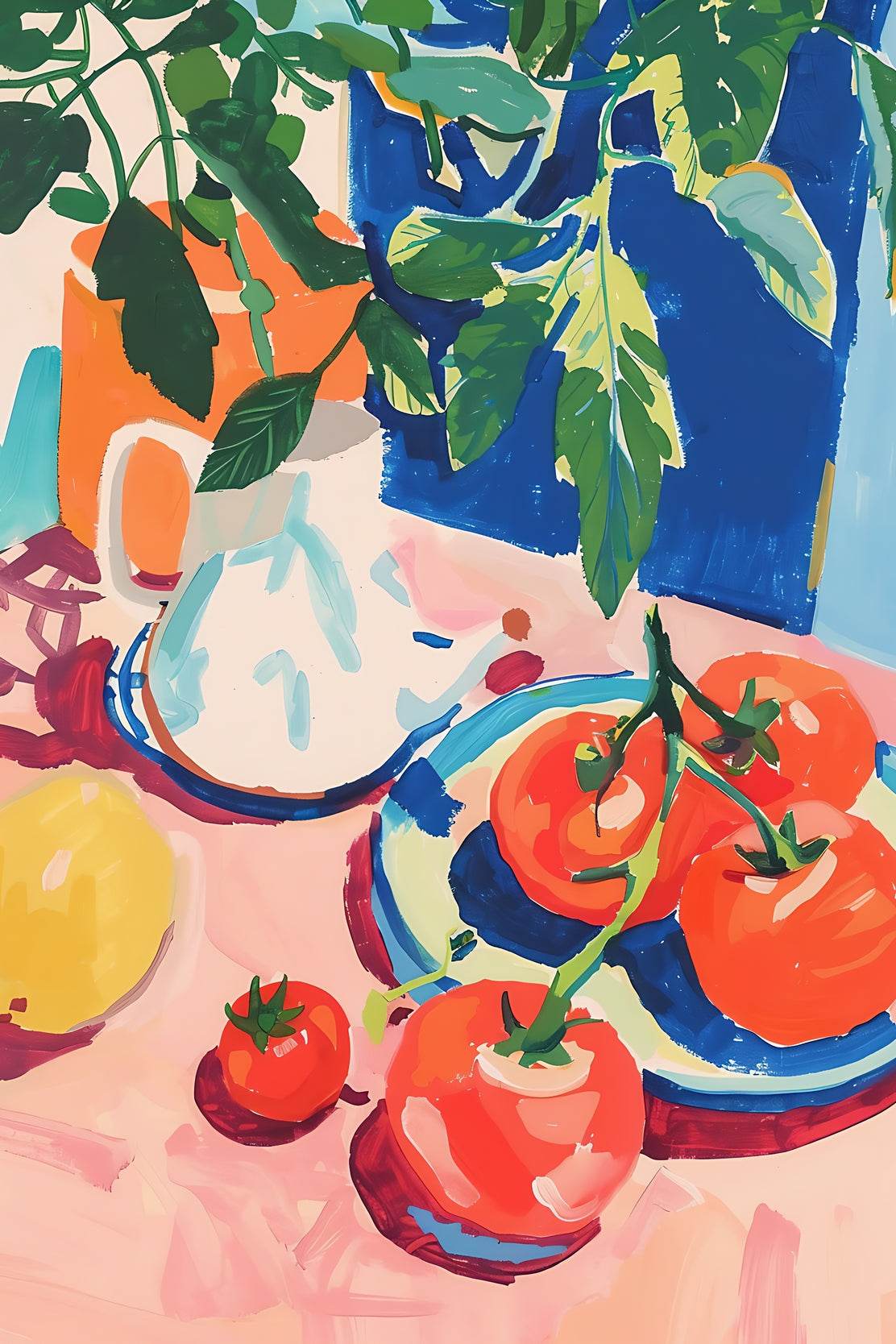 Painting of Persimmon Plate on Table - beink online art store