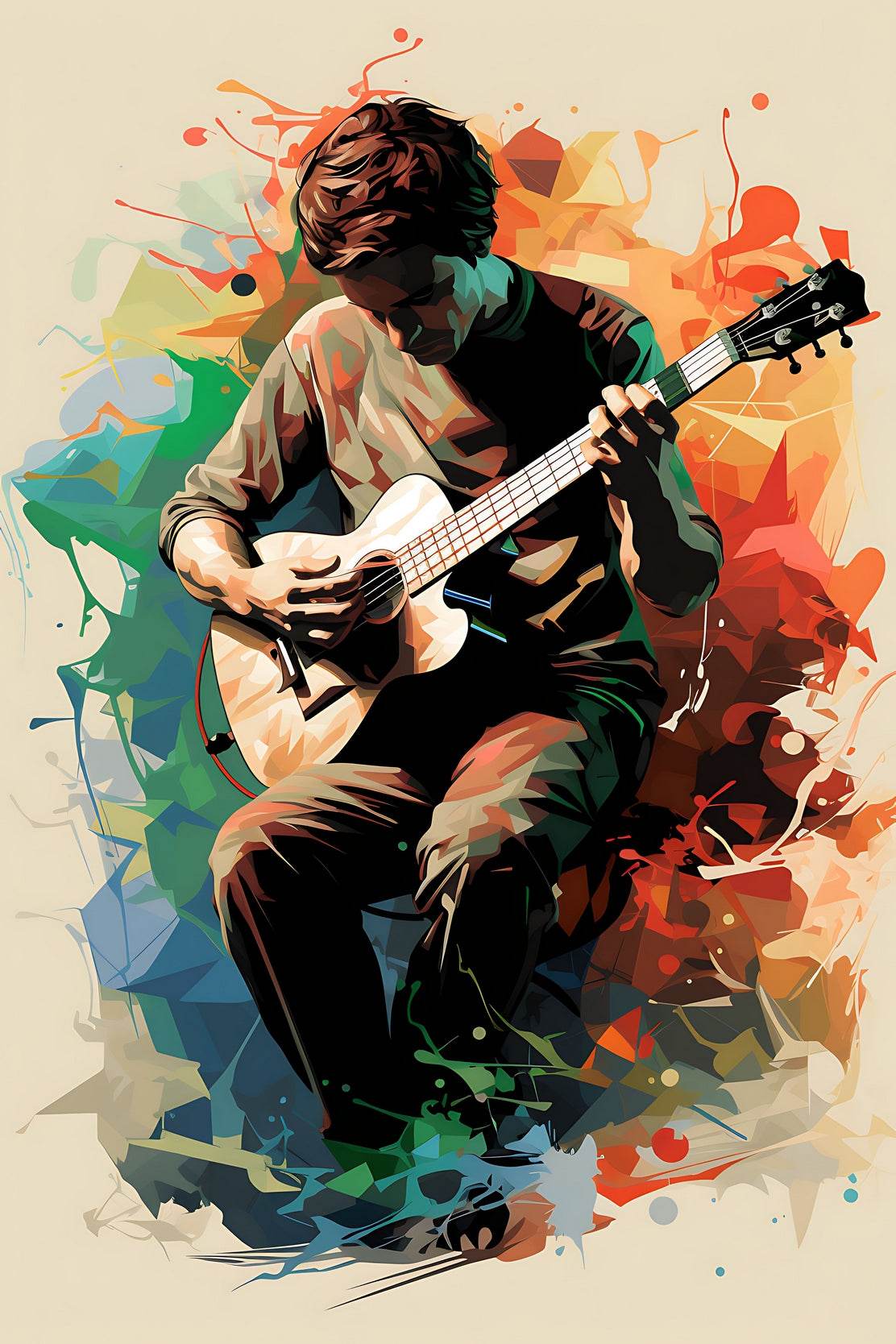 Playing Music With Guitar Wall Art - beink online art store