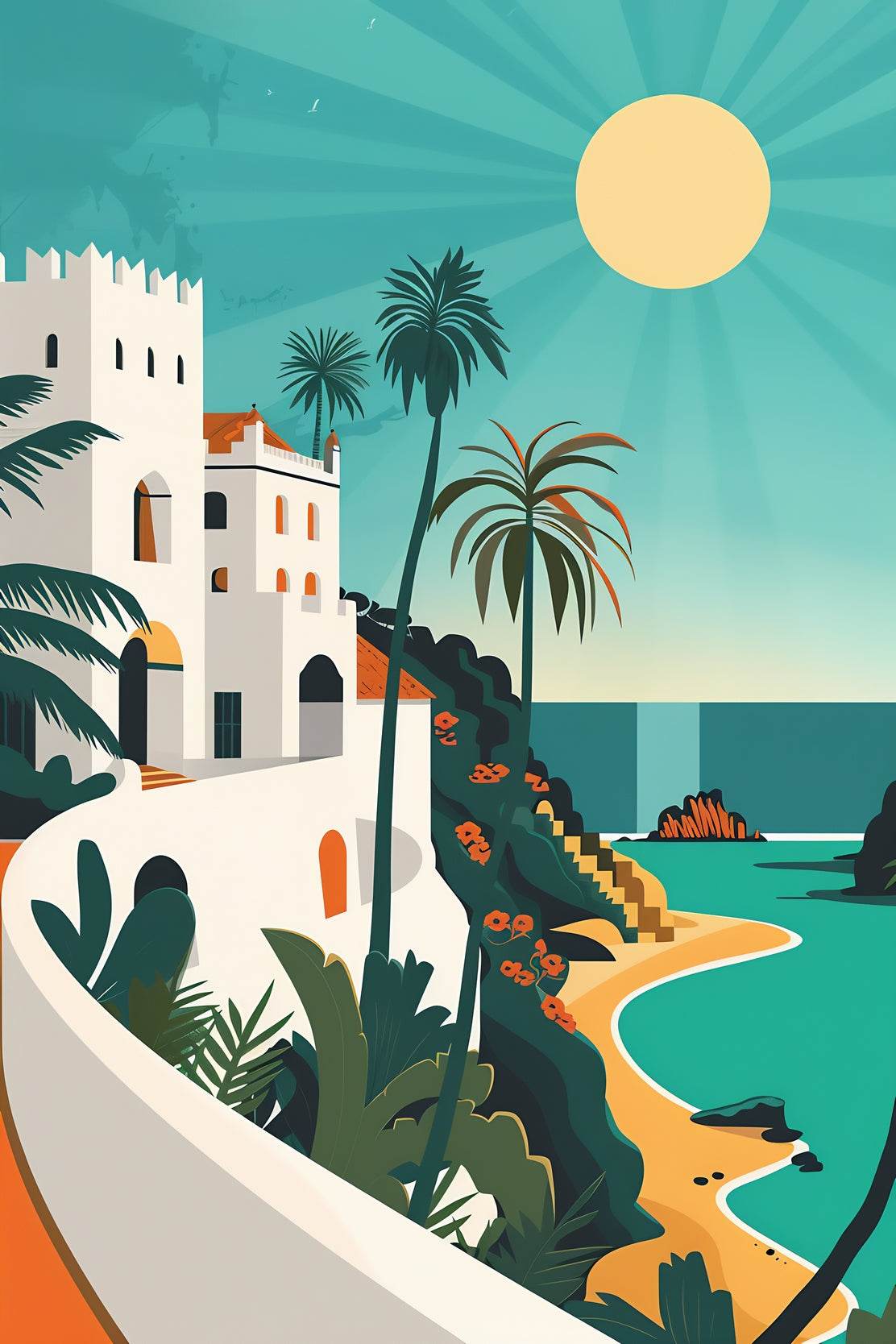 Mediterranean Coast Painting Wall Art - beink online art store